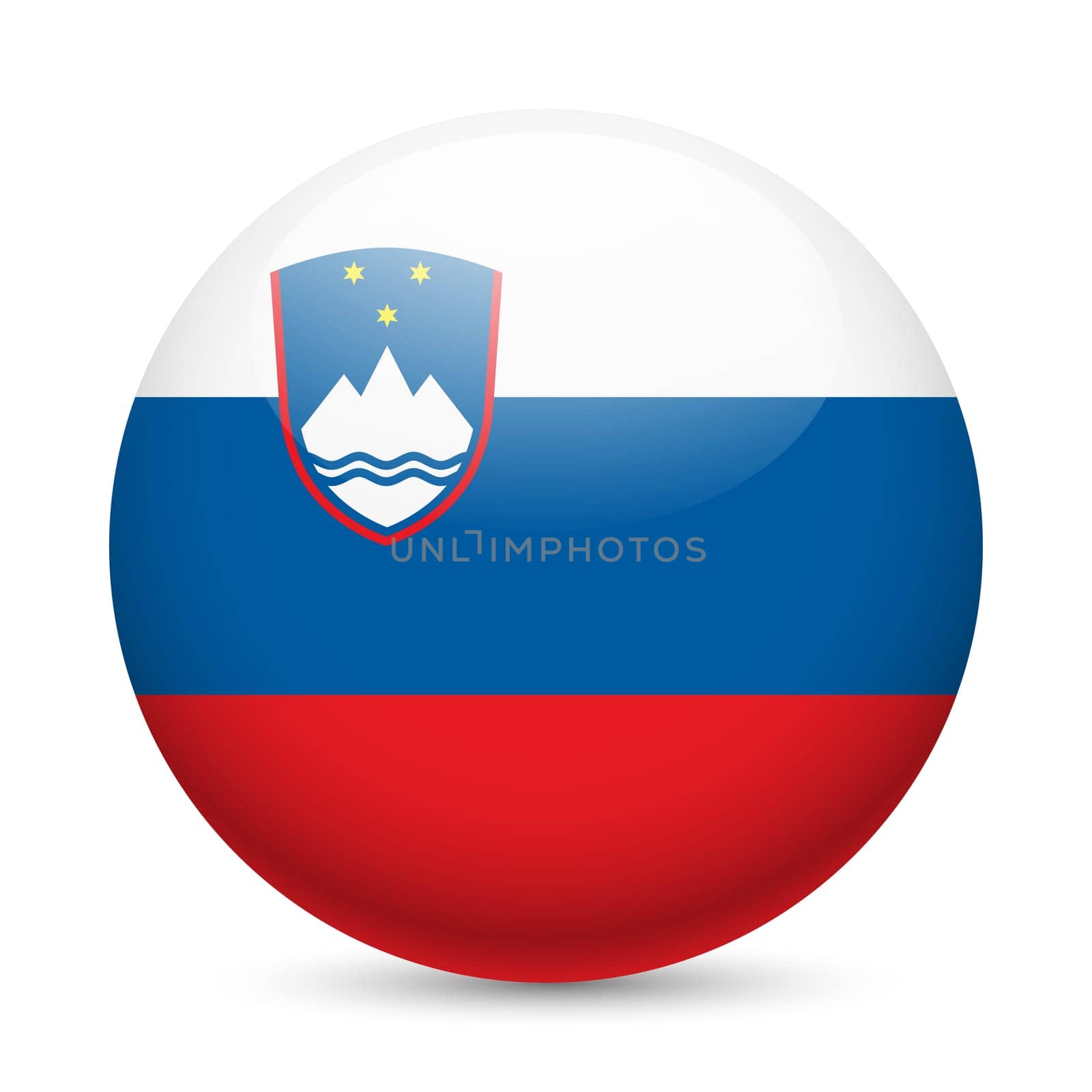 Flag of Slovenia as round glossy icon. Button with Slovene flag