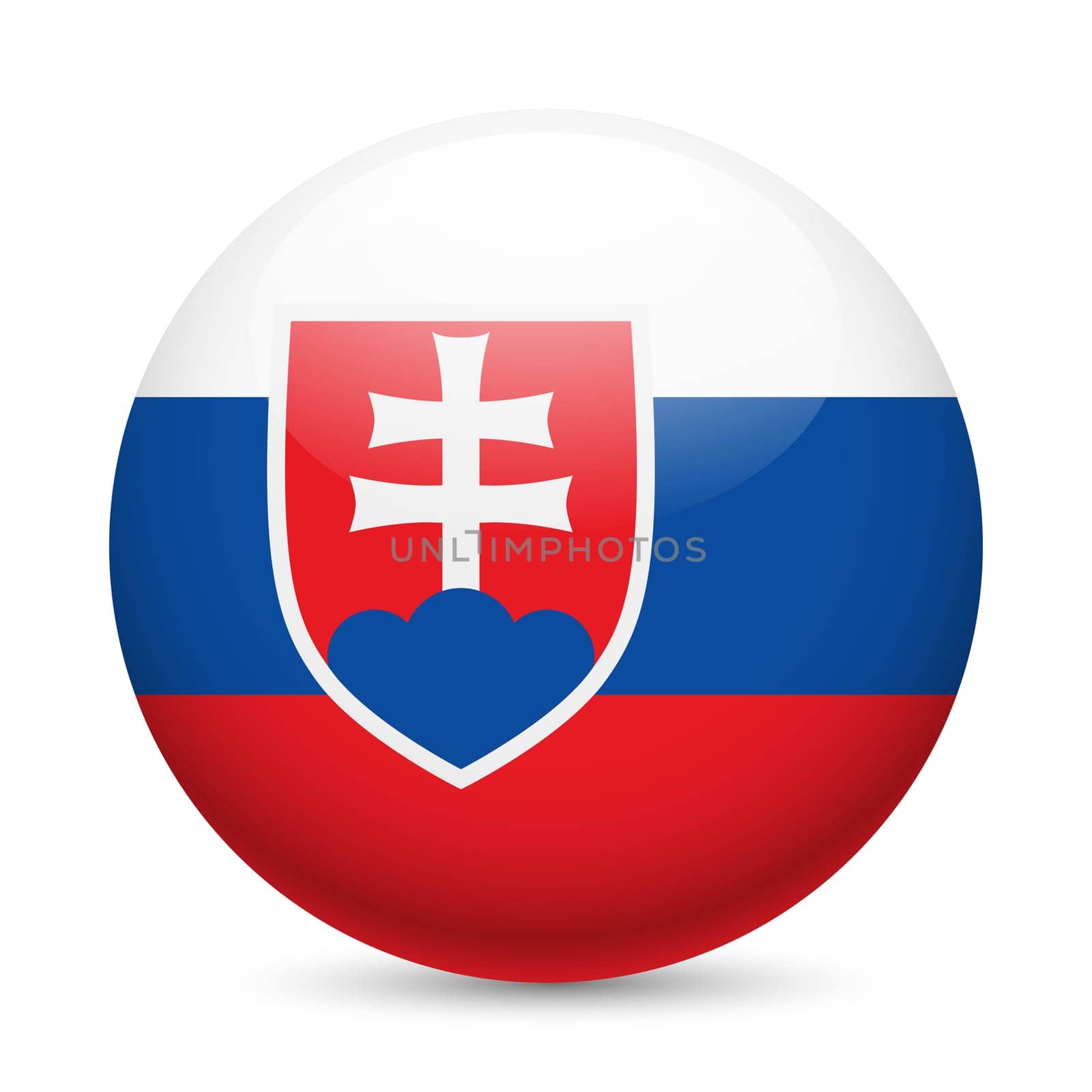 Flag of Slovakia as round glossy icon. Button with Slovak flag