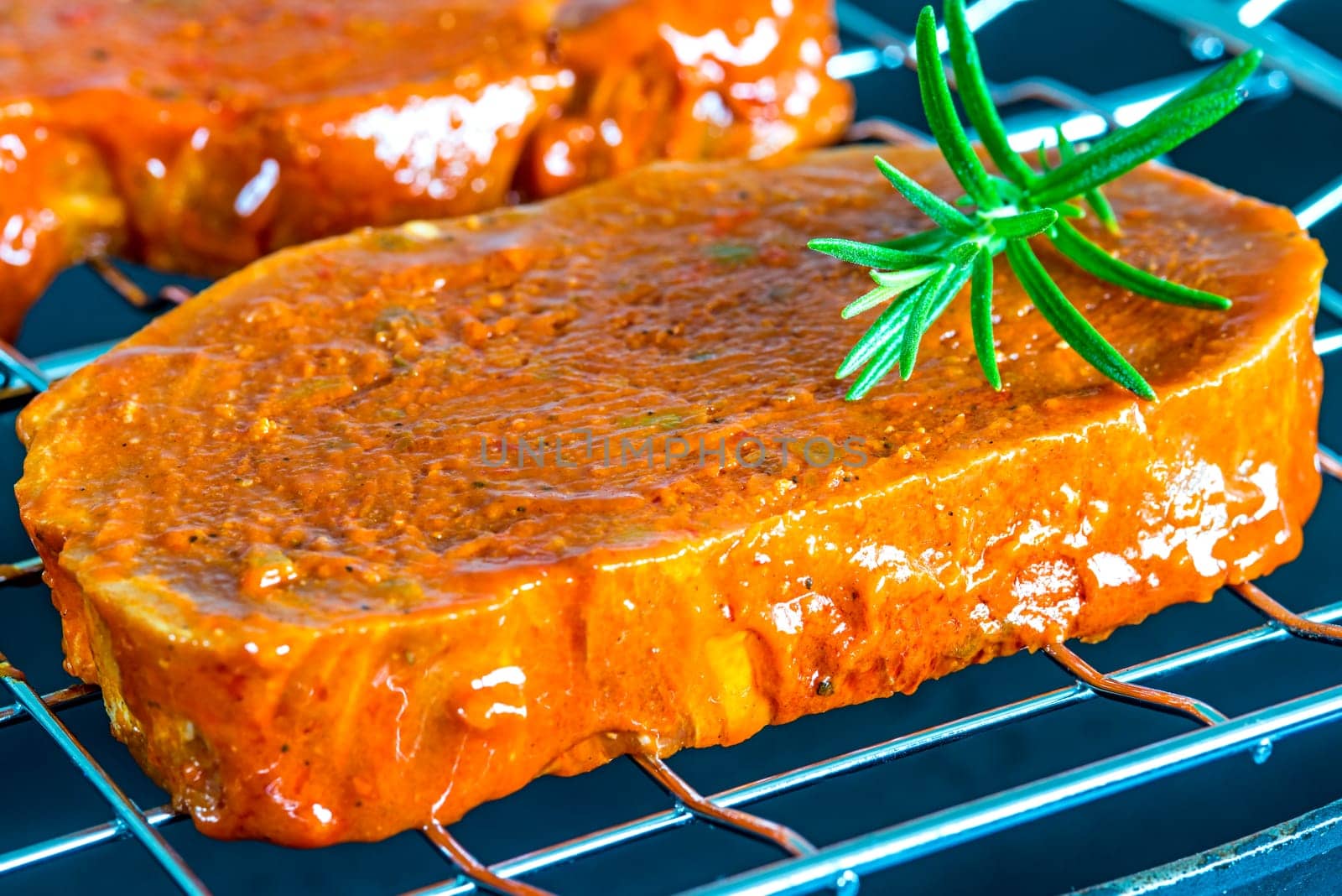 marinated meat on grill