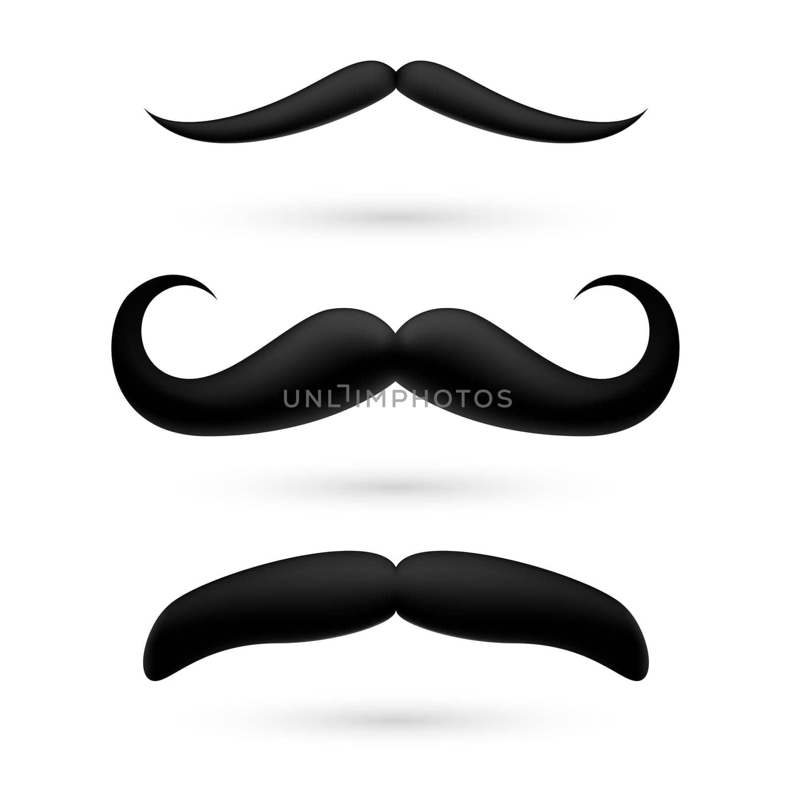 A set of black wax moustache on white.