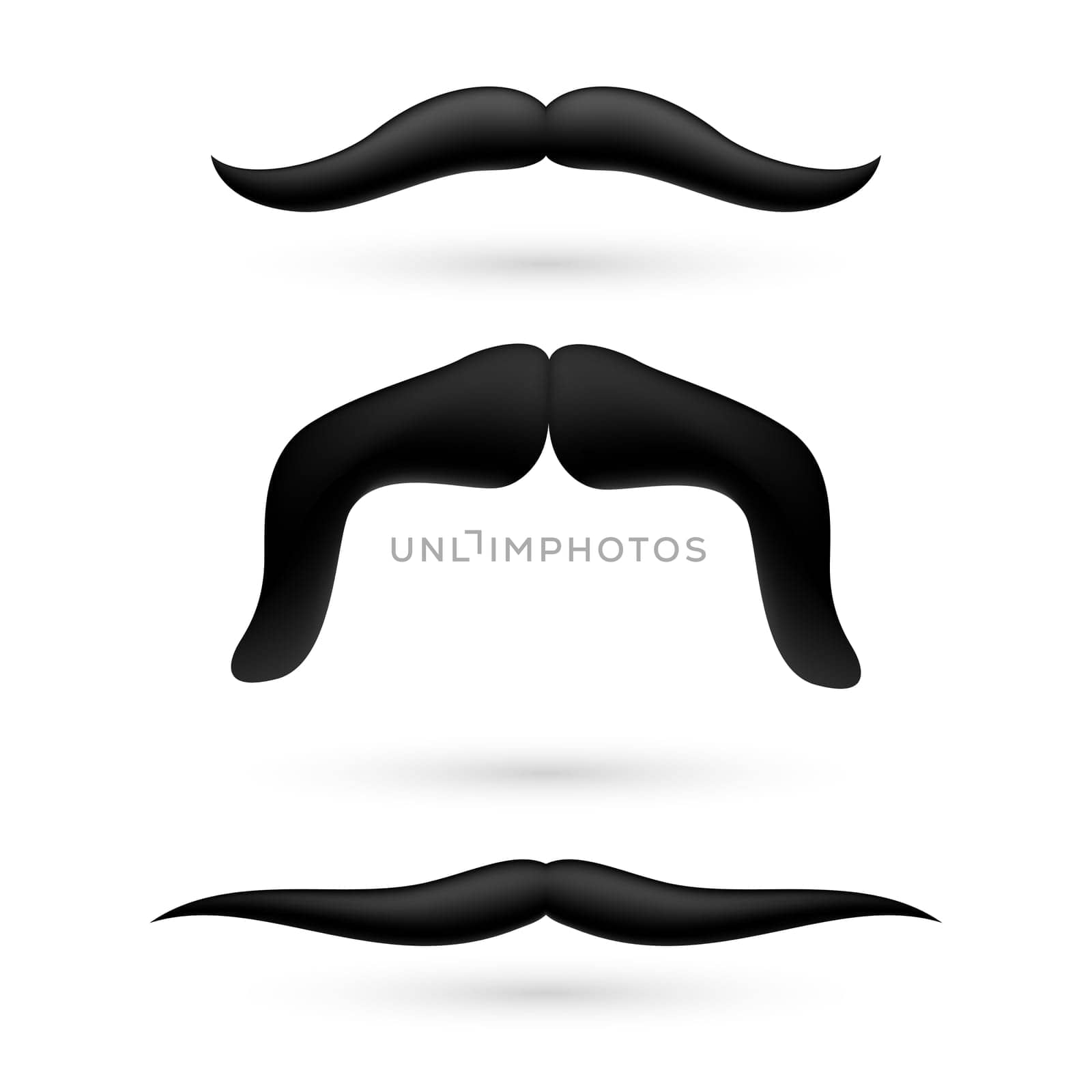 A set of black wax moustache on white background.