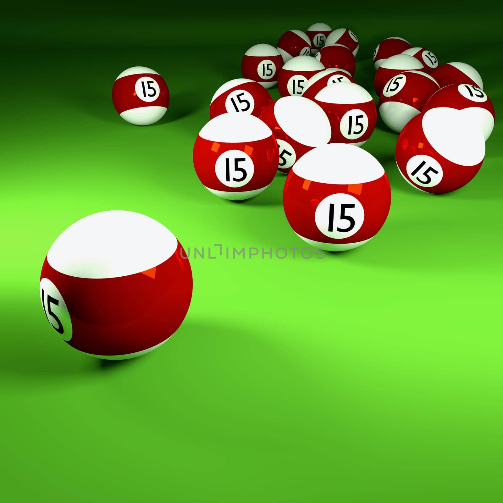 Brown white billiard balls number fifteen