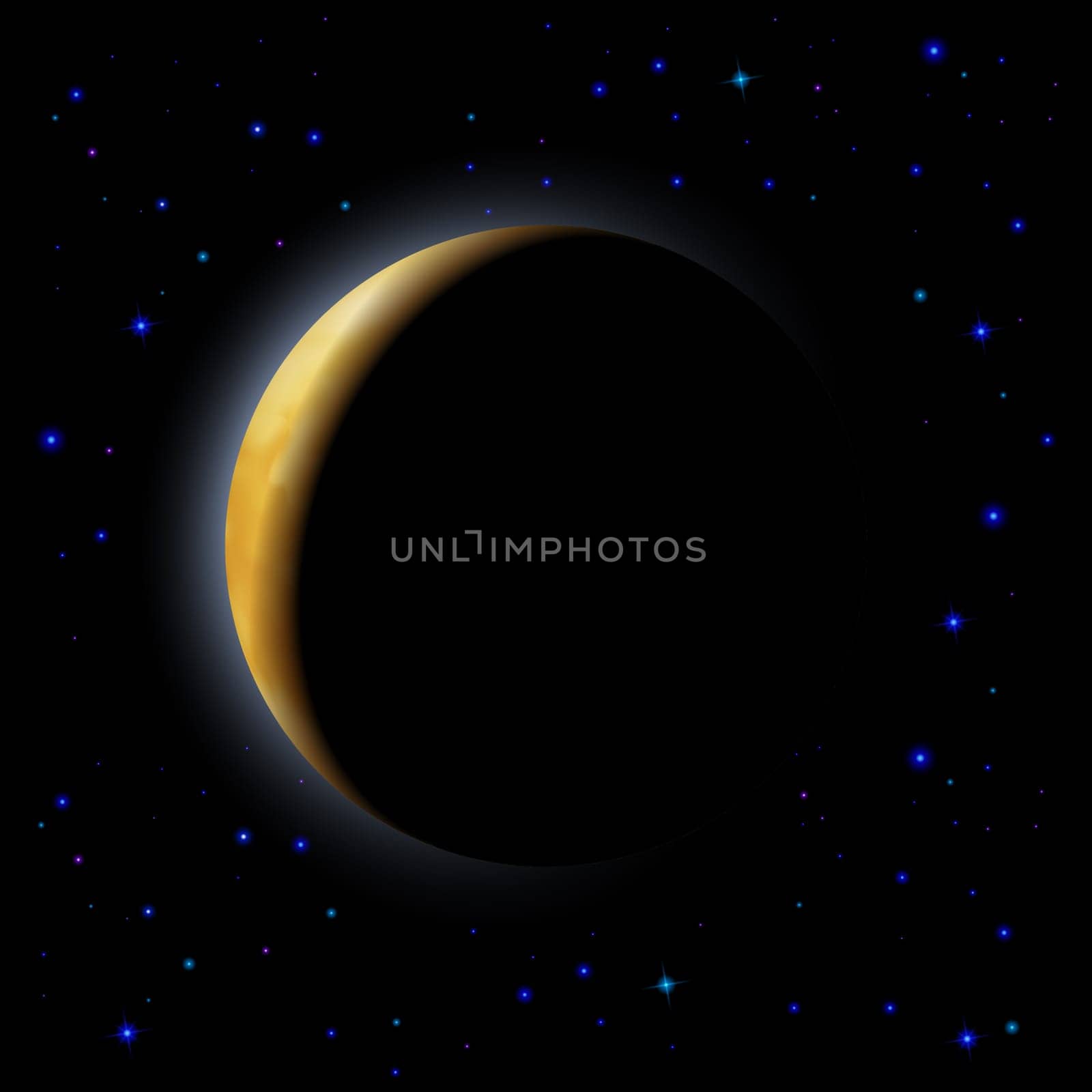 Partial eclipse of the moon in space