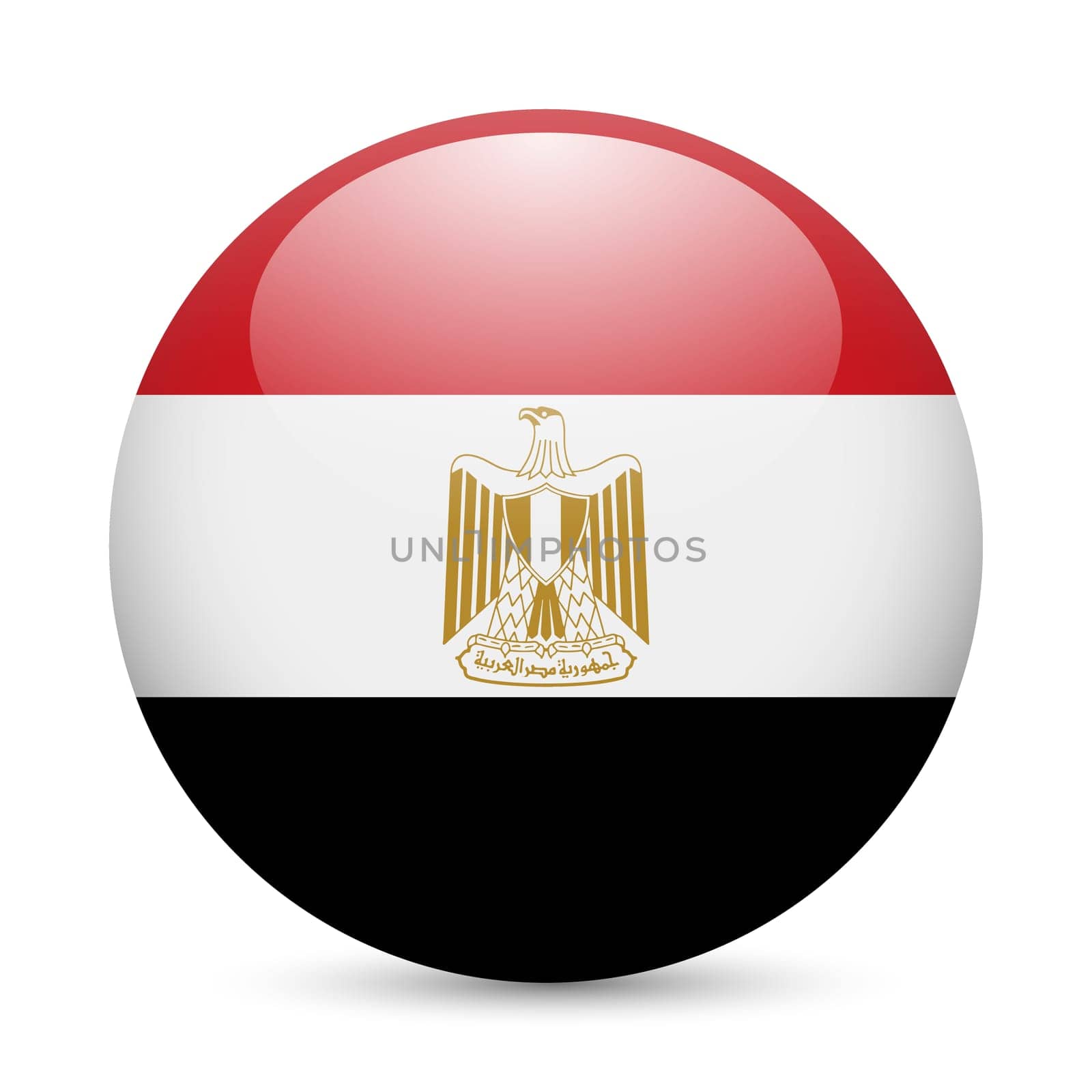 Flag of Egypt as round glossy icon. Button with Egyptian flag