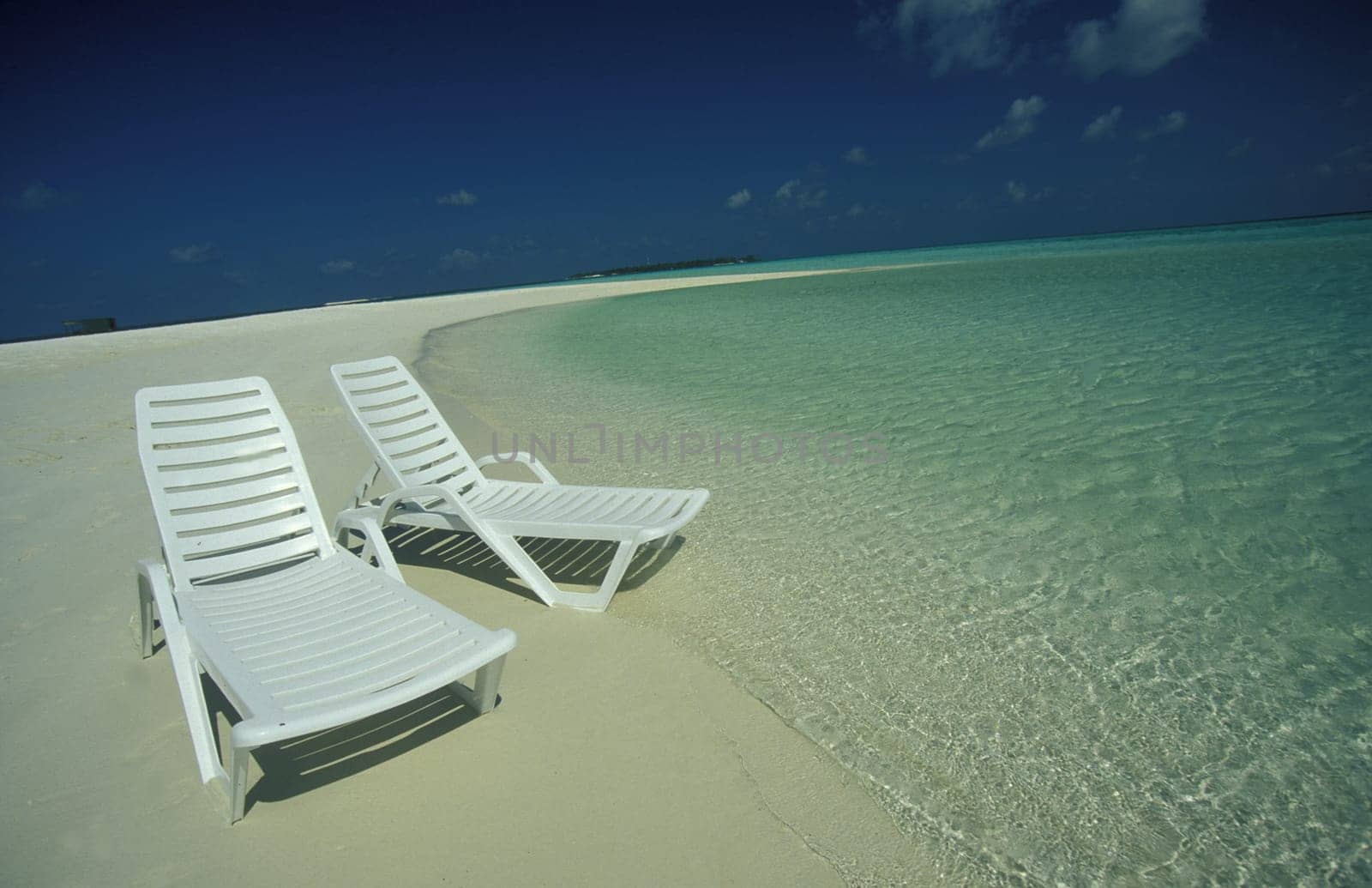 .The dream beach with palm trees and white sand on the island of Velavaru in the Southmale Atoll on the islands of the Maldives in the Indian Ocean.