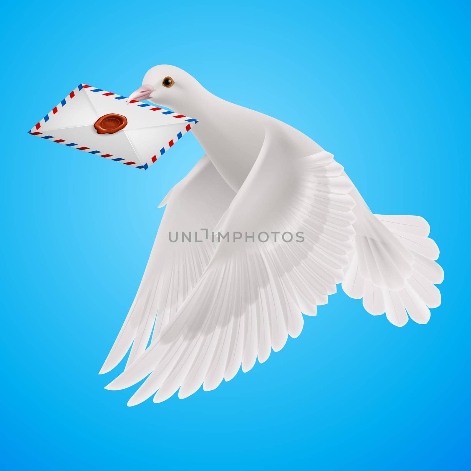 Carrier fly with mail in  blue sky