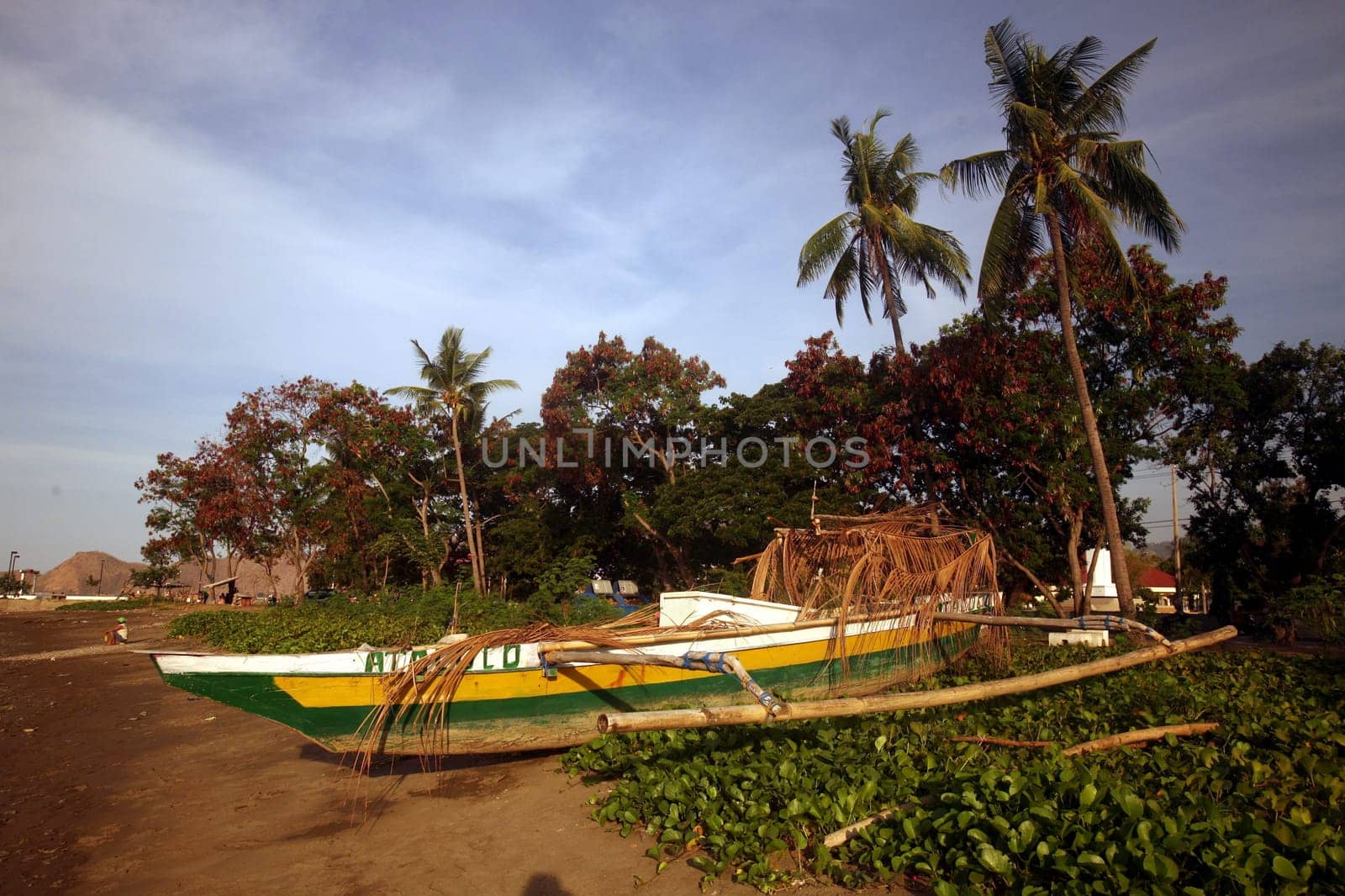 Fishermen on the city beach of Dili of the capital of East Timor on the two separate island of Timor in Asia.