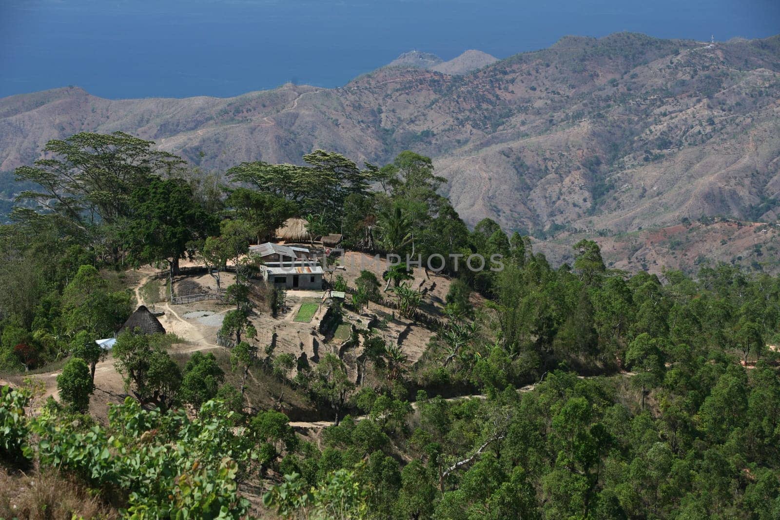 The landscape above Dili of the capital of East Timor on the two separate island of Timor in Asia.
