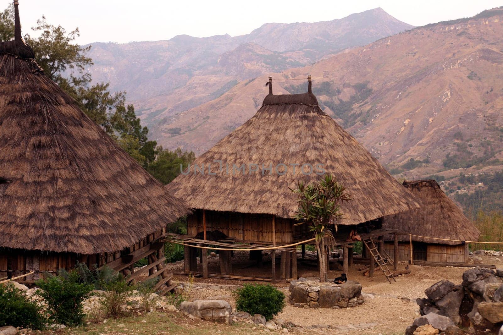 A traditional house near the mountain village of Maubisse south of Dili in East Timor on the two separate island of Timor in Asia.