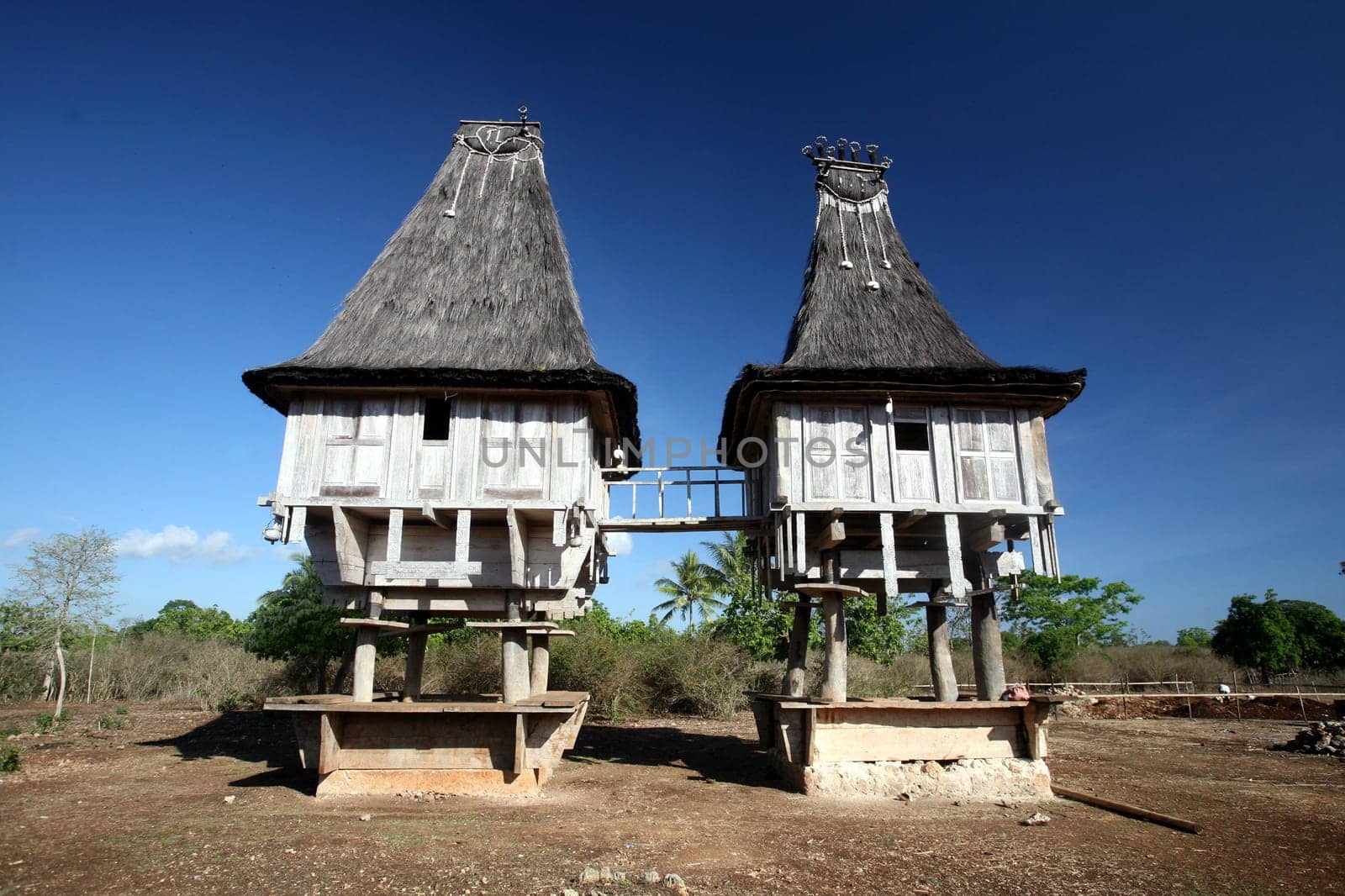 A traditional house in Lospalos in the east of Timor on the two separate island of Timor in Asia.