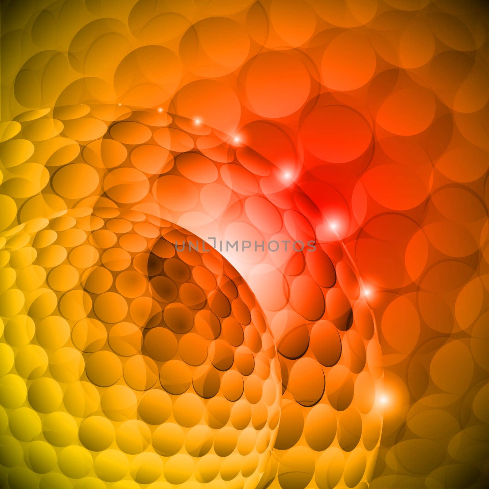 Seamless spotted orange spherical abstraction. Disco gradient