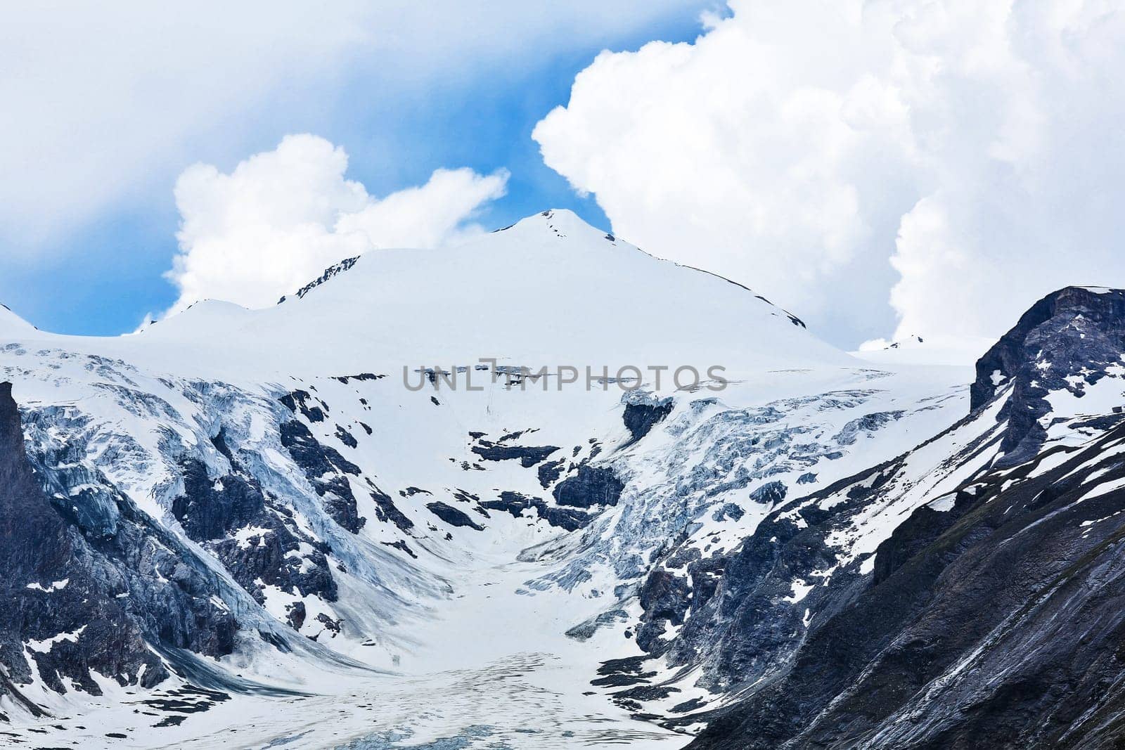Grossglockner,the highest mountain in Austria in the Hohe Tauern. Photographed from the High Alpine Road