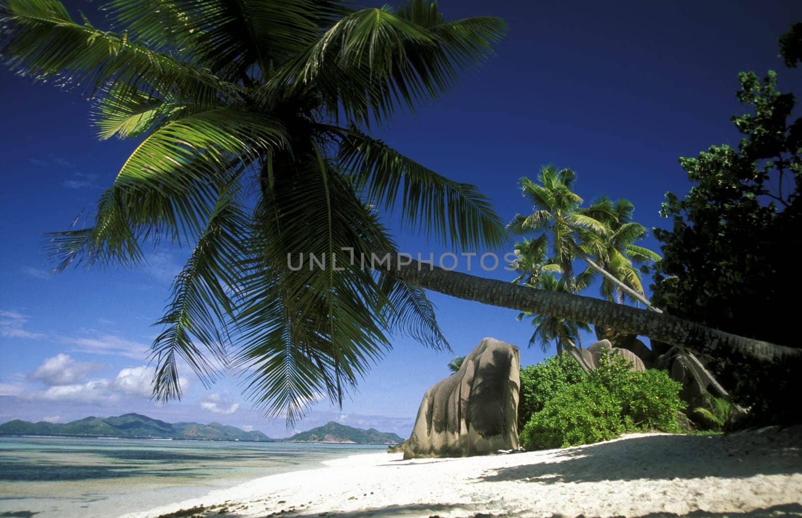A dream beach on the island of La Digue in the Seychelles in the Indian Ocean.