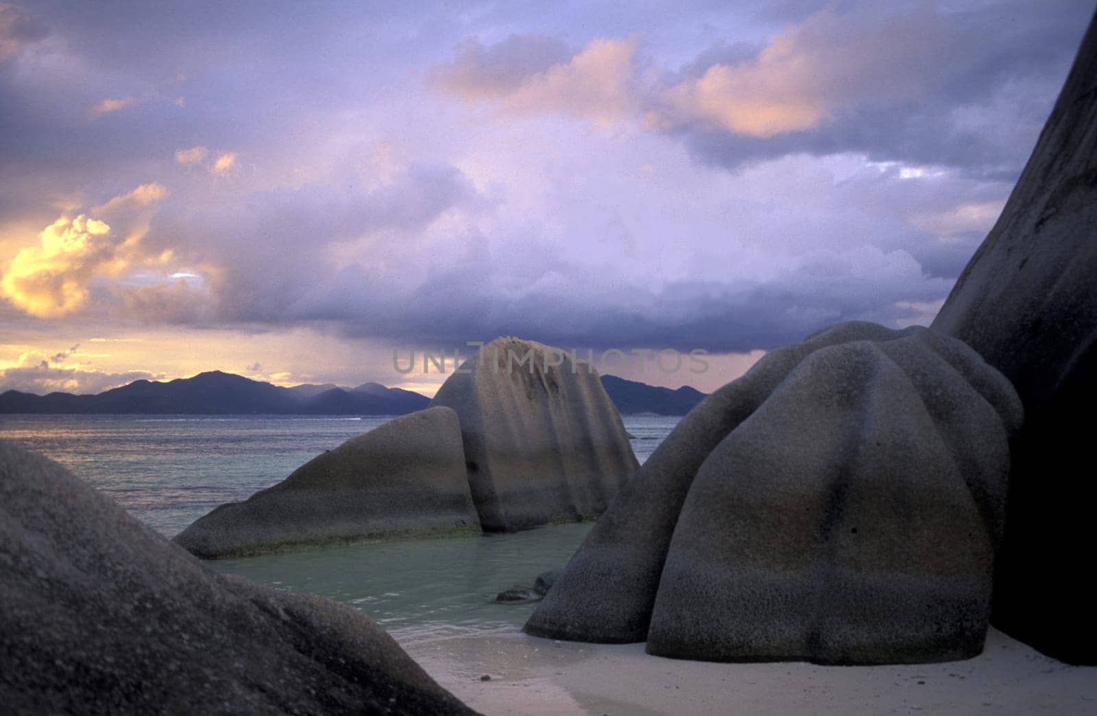 A dream beach on the island of La Digue in the Seychelles in the Indian Ocean.