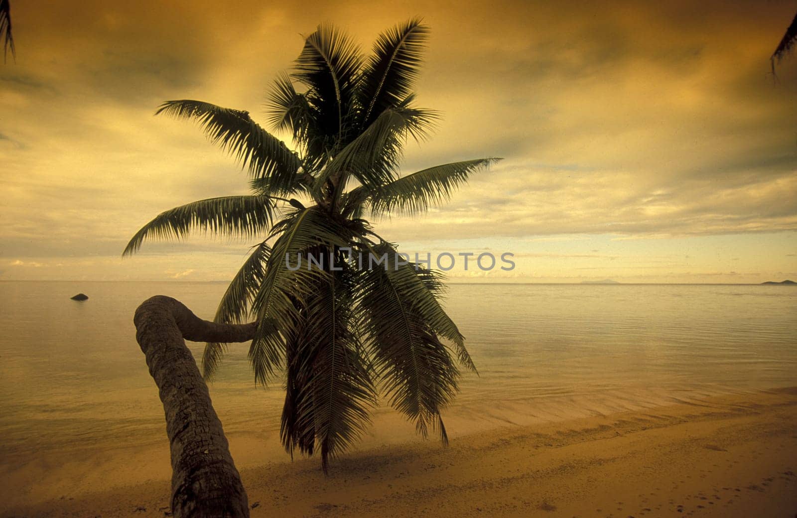 The landscape on the island of Mahe in the Seychelles in the Indian Ocean.