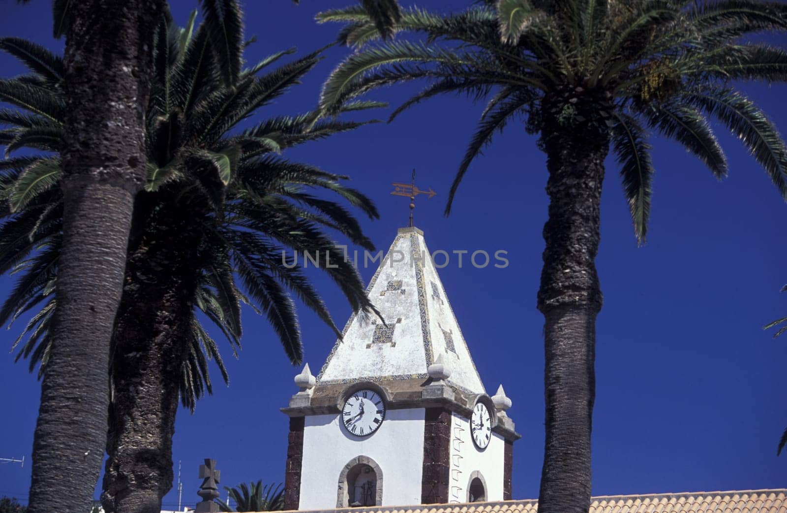 The church of Igreja Nossa Sennhora da Piedade of the village of Porto Santo on the Portuguese island of Porto Santo near Madeira in the Atlantic Ocean