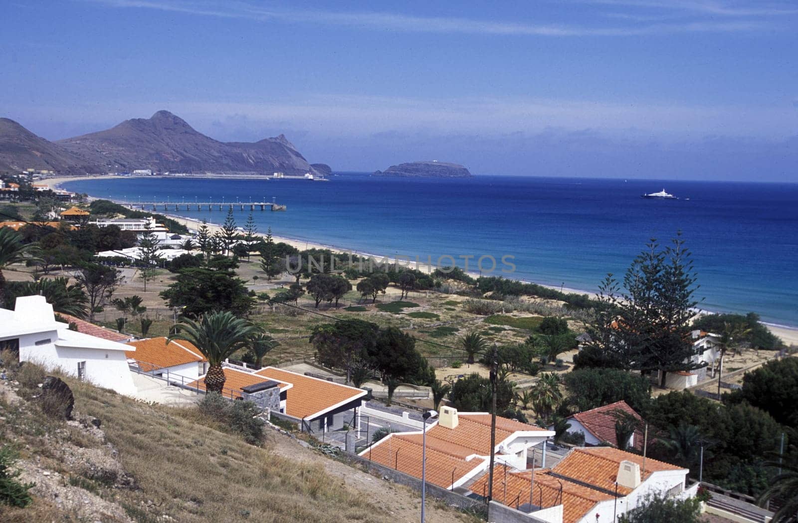The village of Vila Baleira on the island of Porto Santo near the island of Madeira in the Atlantic Ocean,Portugal.