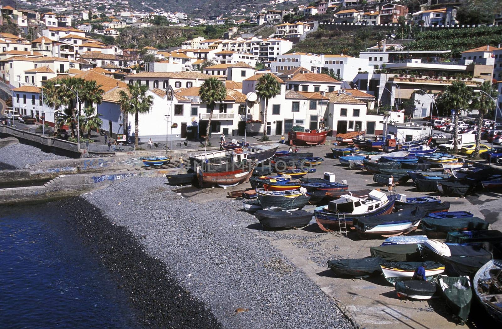 The traditional fishing village of Camara de Lobos in the southern part of madeira island in the Atlantic Ocean,Portugal.