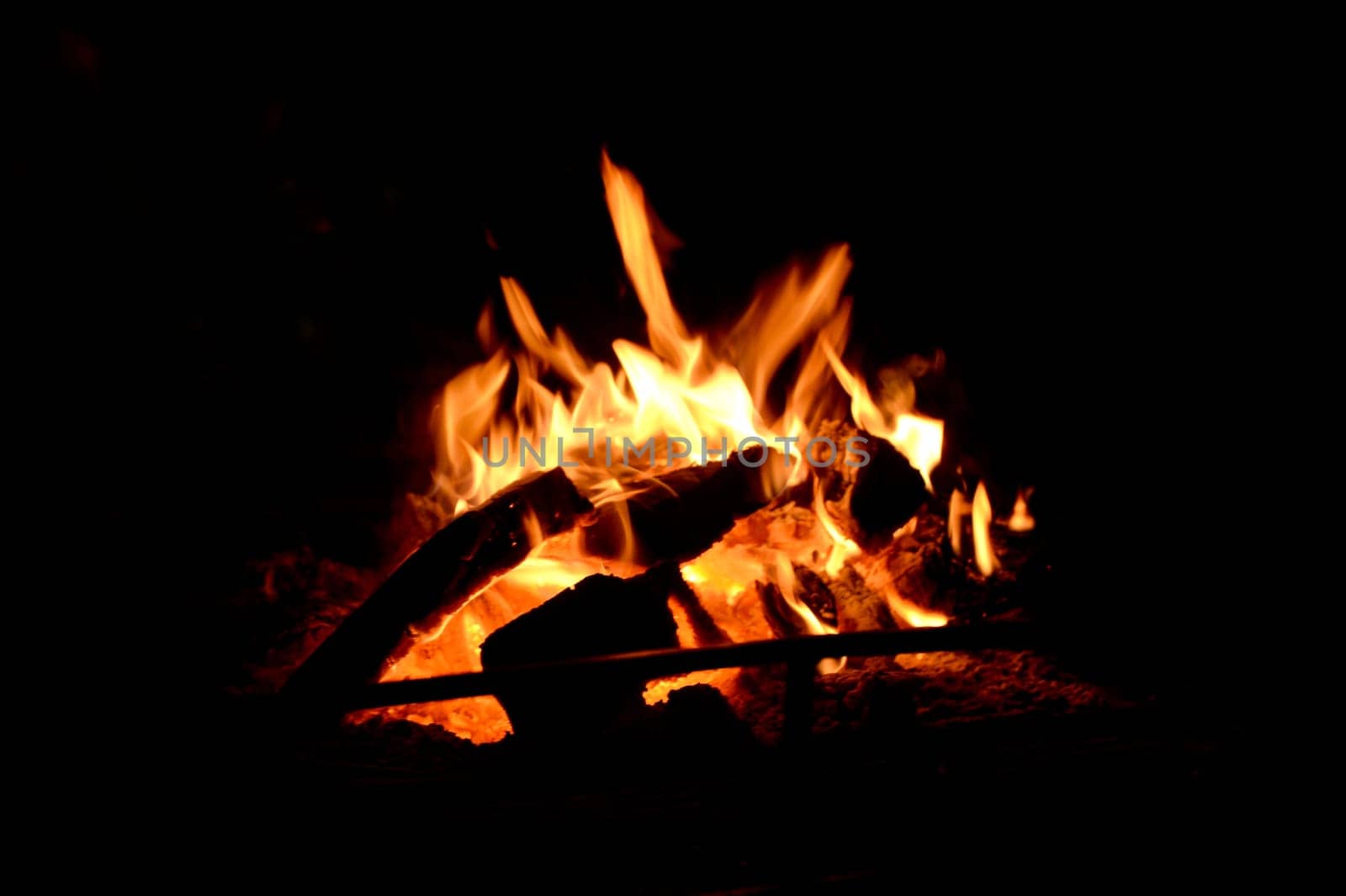 A close up shot of an open fire