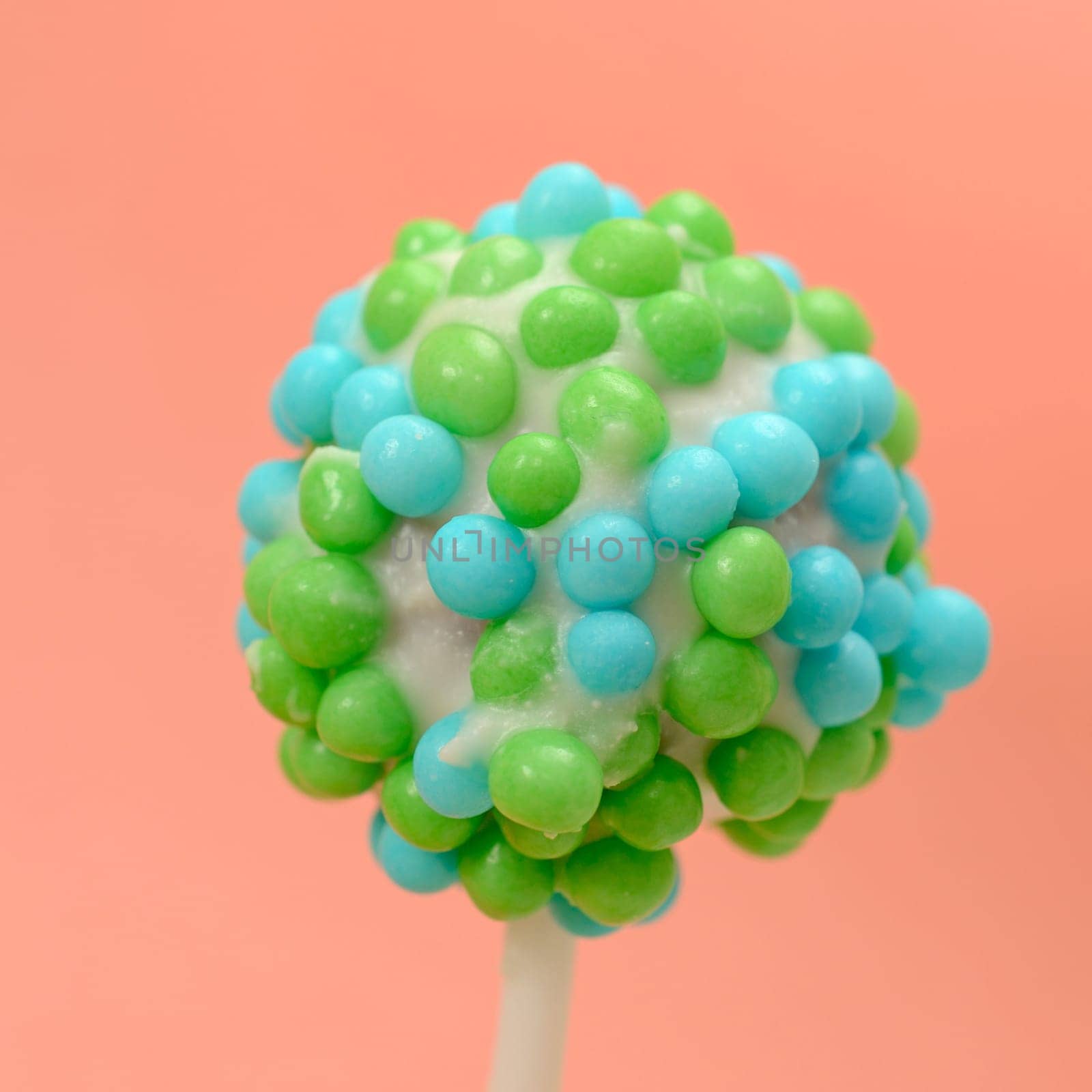 Colorful cake pop with sugar pearls