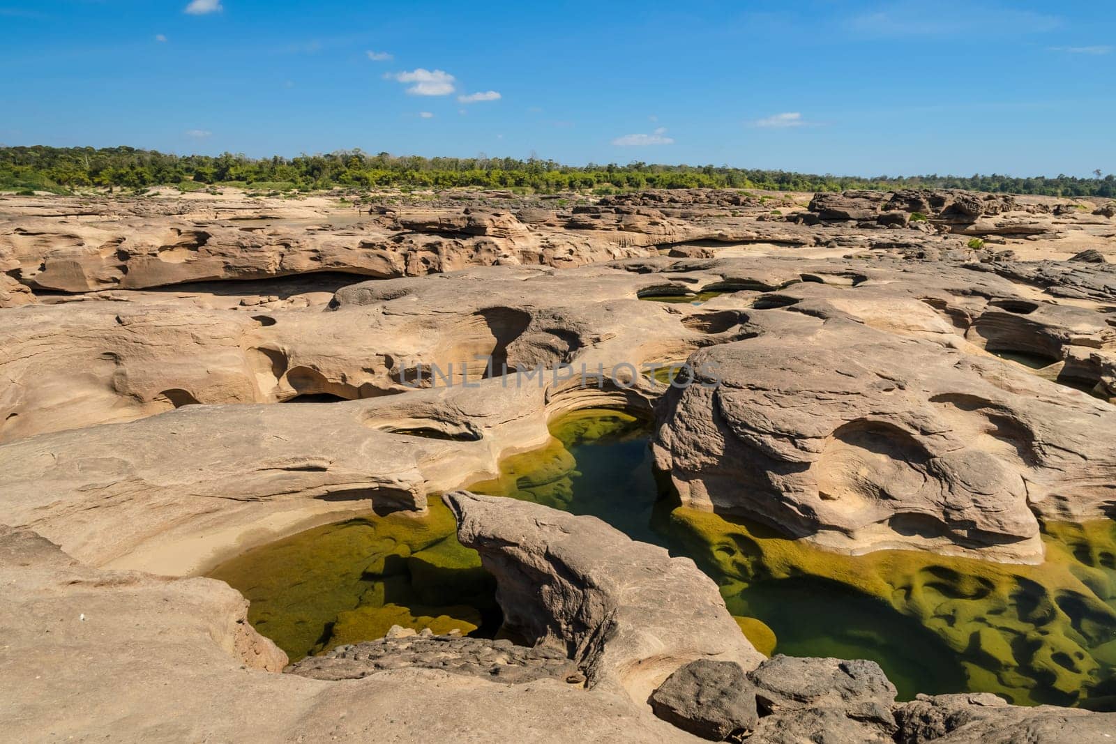 The Amazing of Rock shape in Mekong River during summer season, Ubon Ratchathani