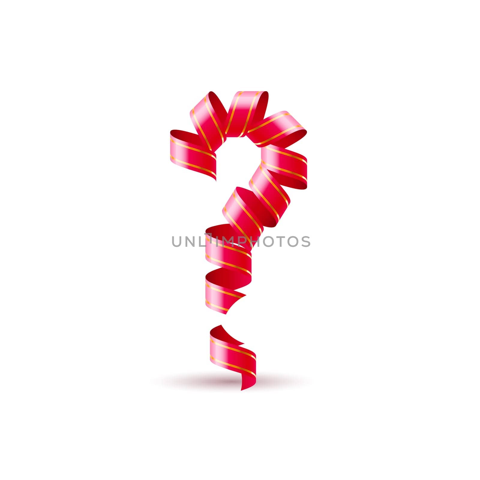 Symbol of question is made of red curly ribbons.