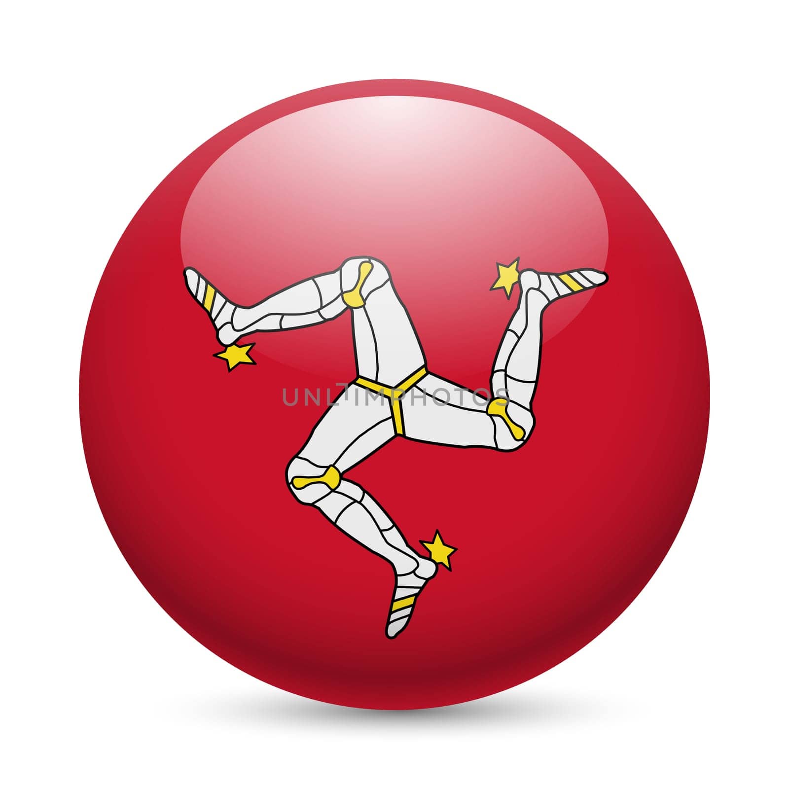 Flag of Isle of Man as round glossy icon. Button with flag design