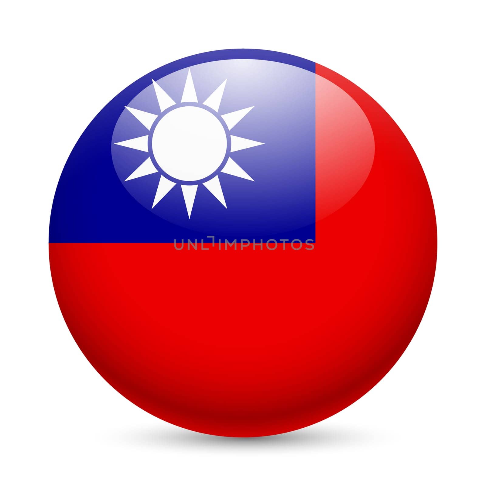 Flag of Taiwan as round glossy icon. Button with flag design