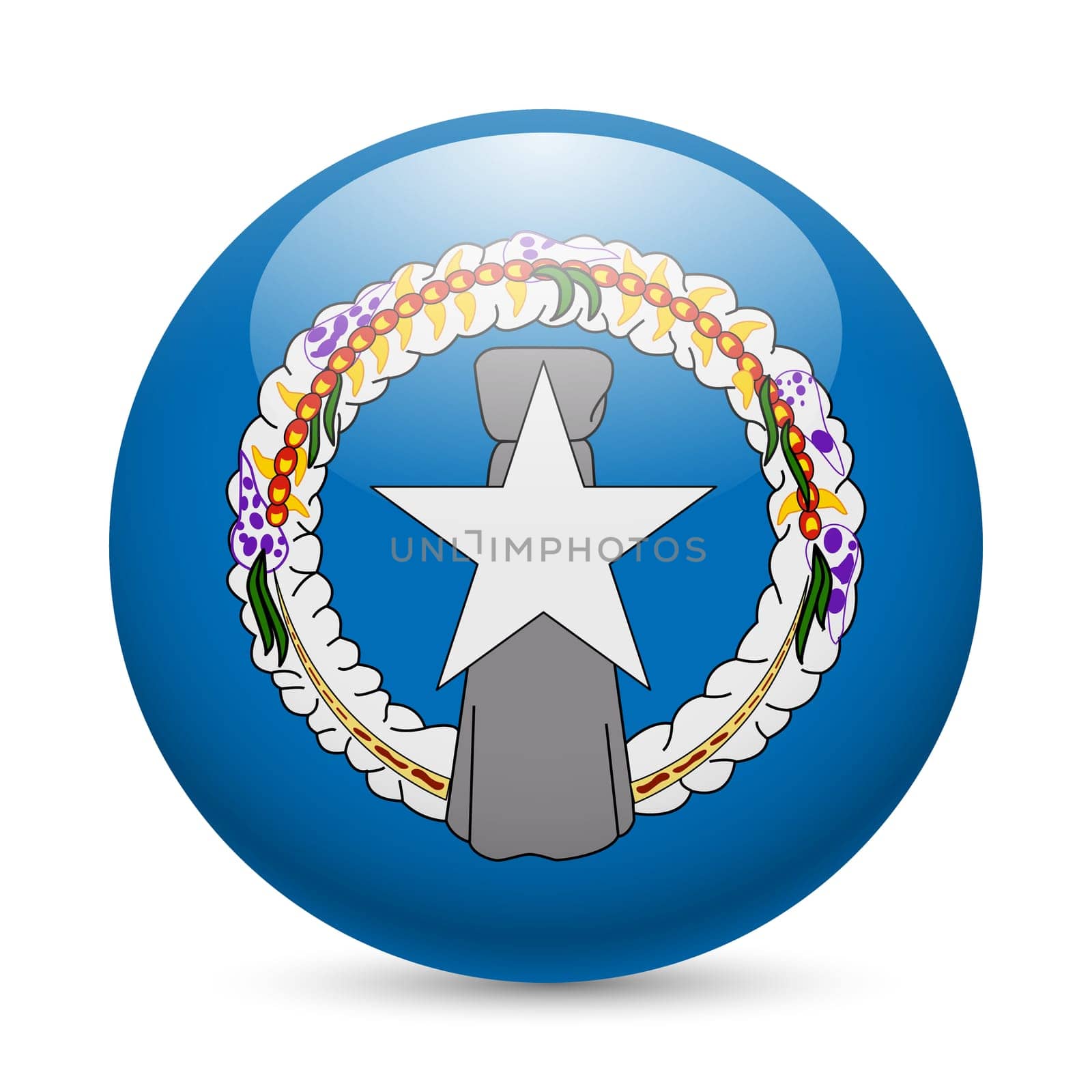 Flag of Northern Mariana Islands as round glossy icon. Button with flag design