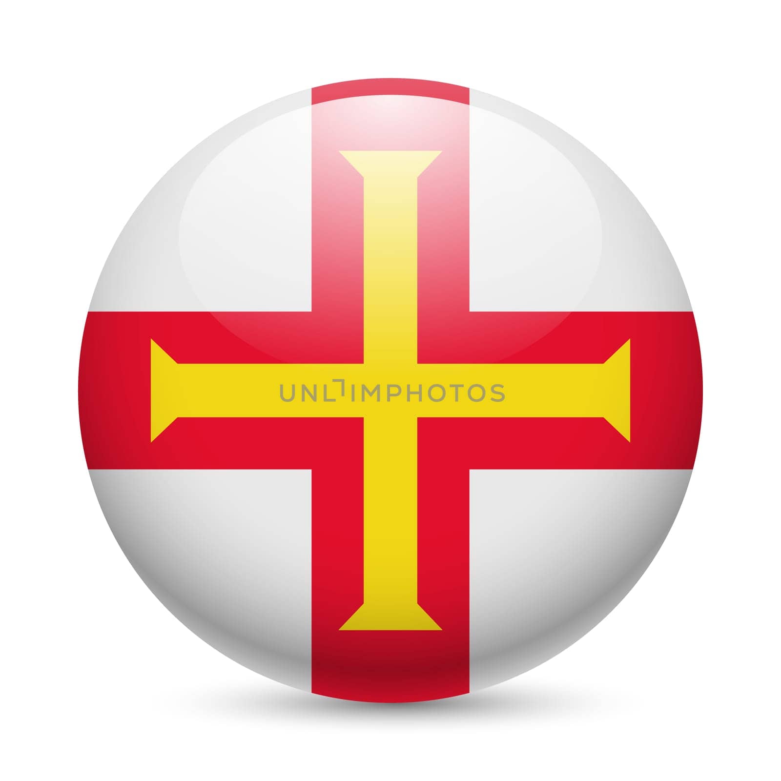 Flag of Guernsey as round glossy icon. Button with flag design