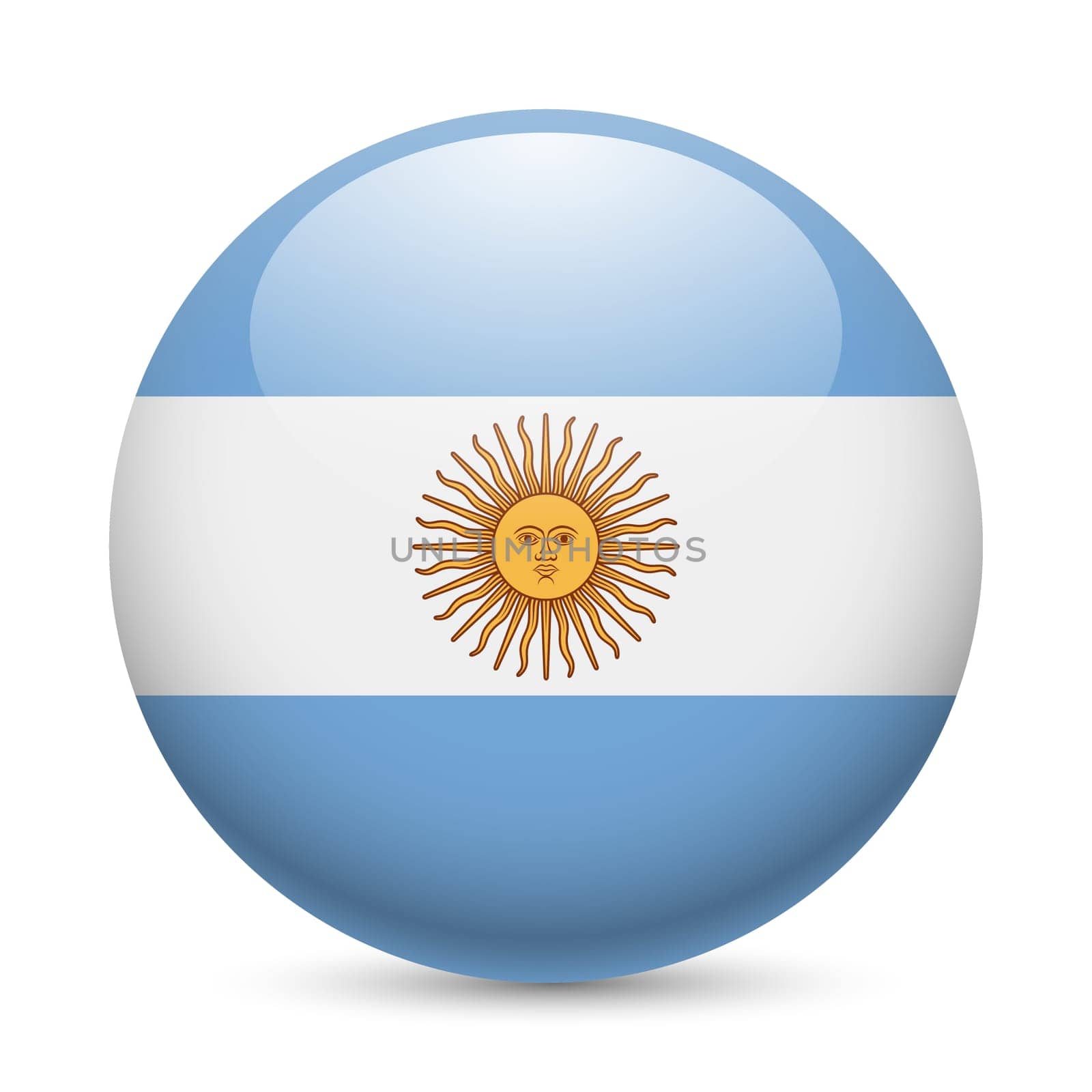 Flag of Argentina as round glossy icon. Button with Argentinian flag