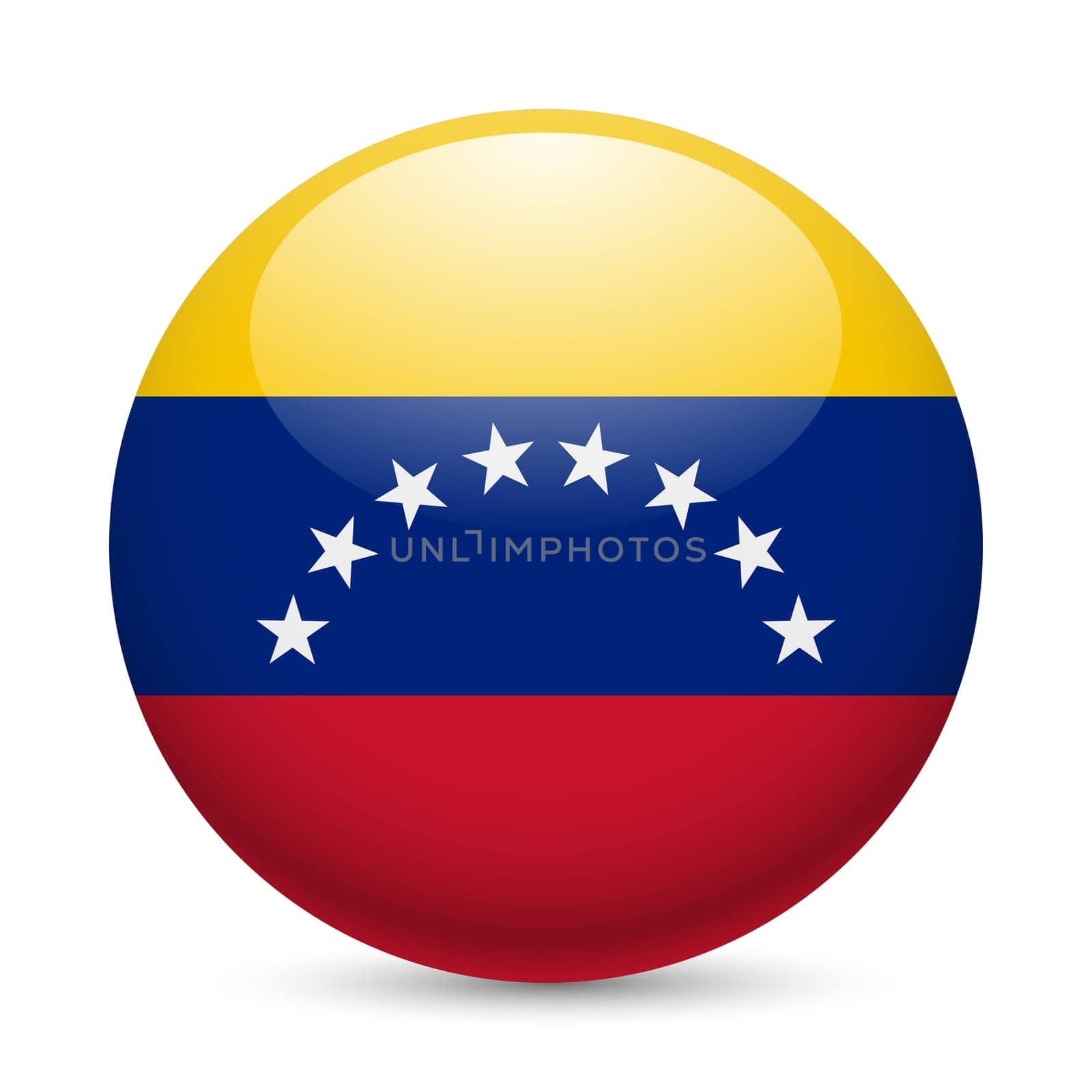 Flag of  Venezuela as round glossy icon. Button with Venezuelan flag