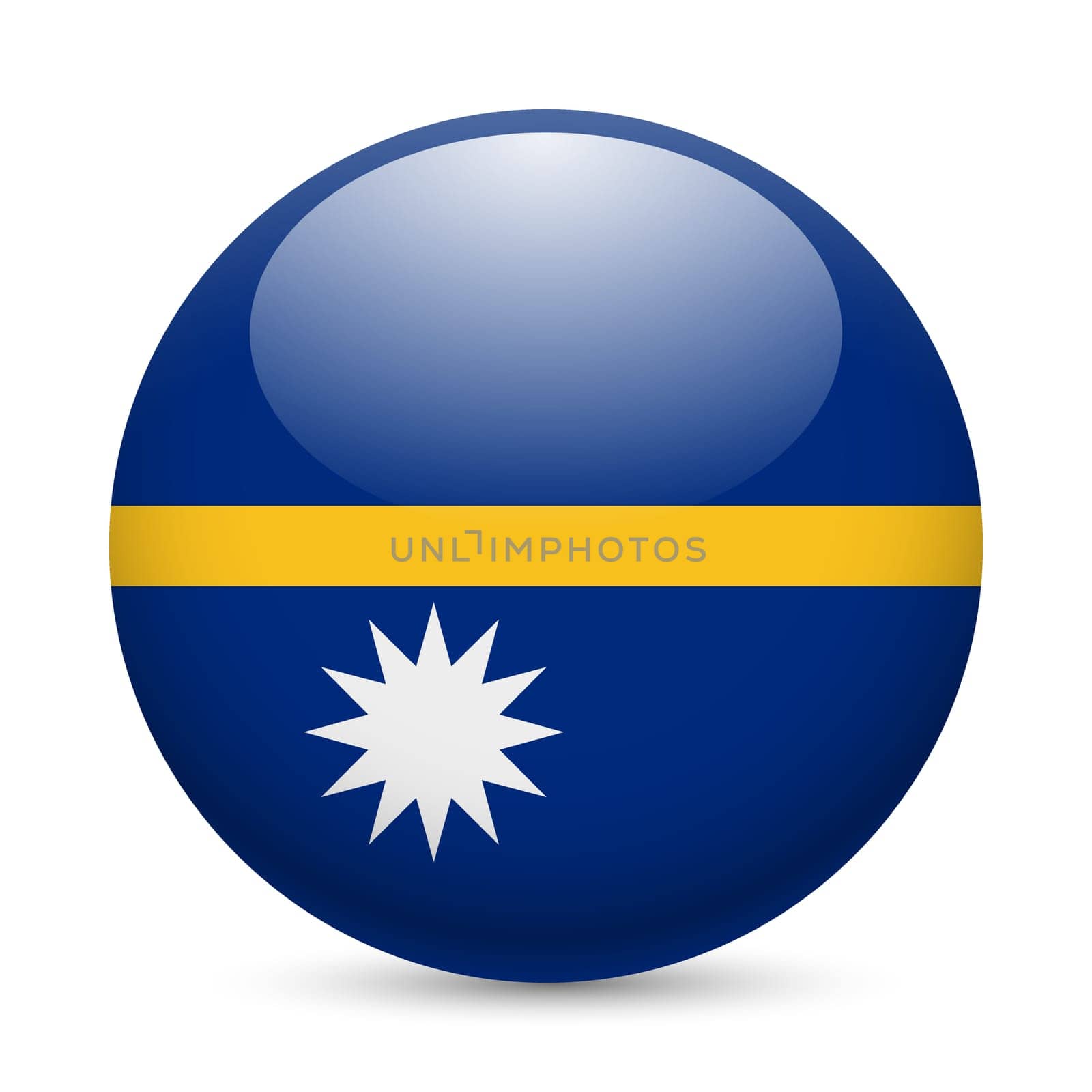 Flag of Nauru as round glossy icon. Button with Nauruan flag