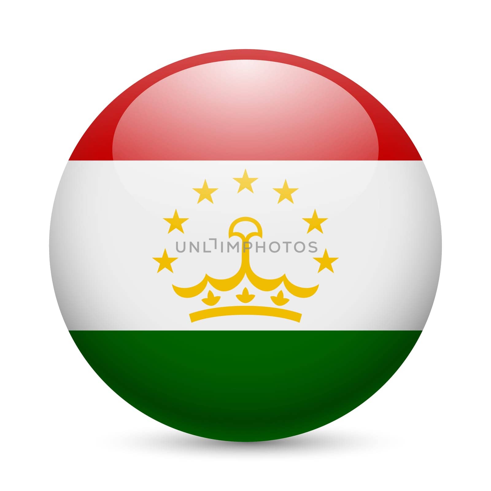Flag of Tajikistan as round glossy icon. Button with Tajik flag