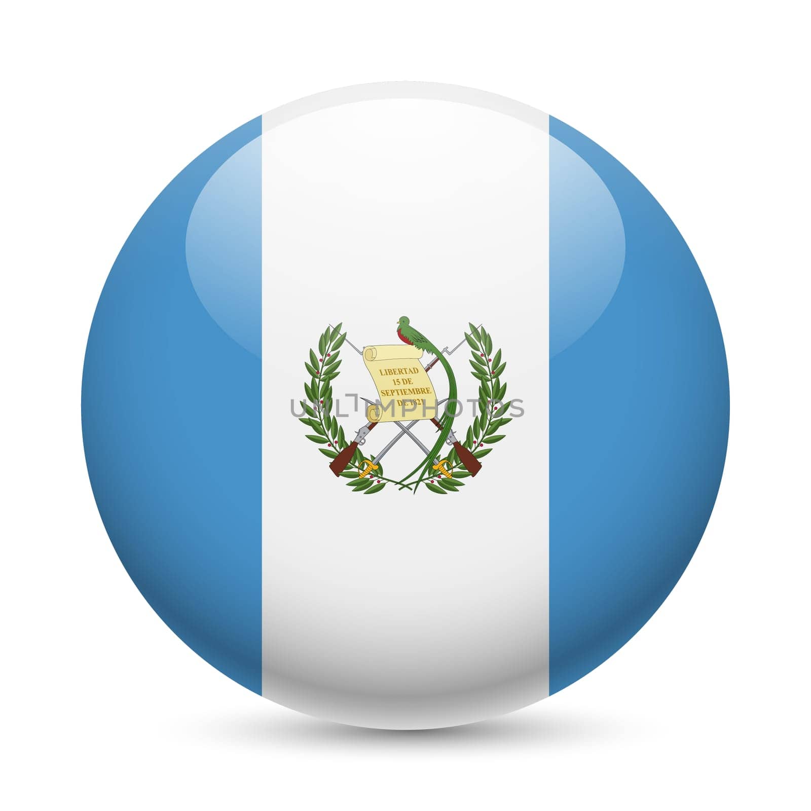 Flag of Guatemala as round glossy icon. Button with Guatemalan flag