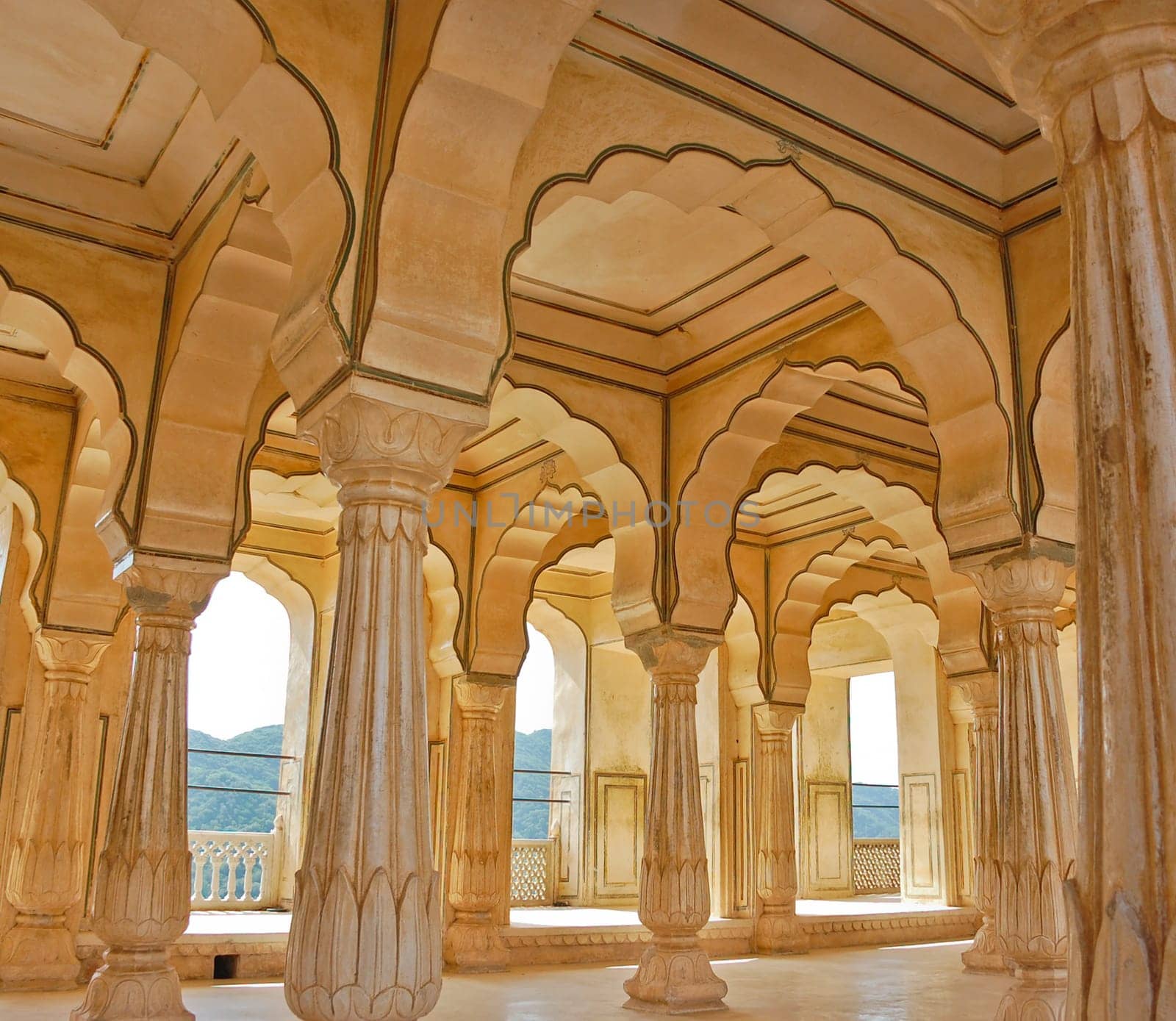 Colonnades in Public Audience Hall, Amber fort, India