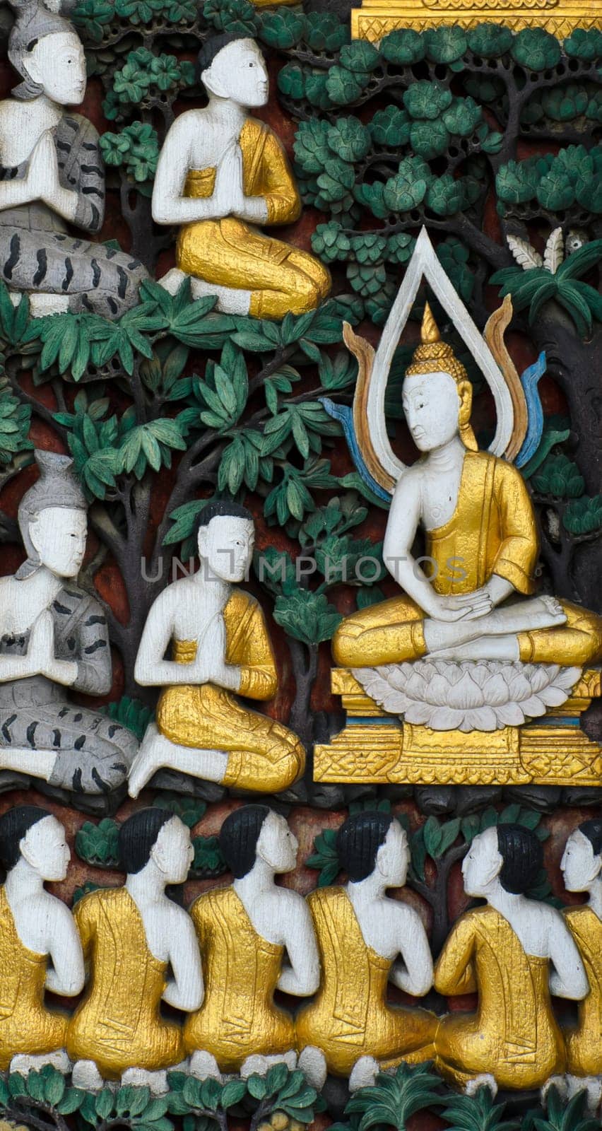 Native Thai sculpture on temple door