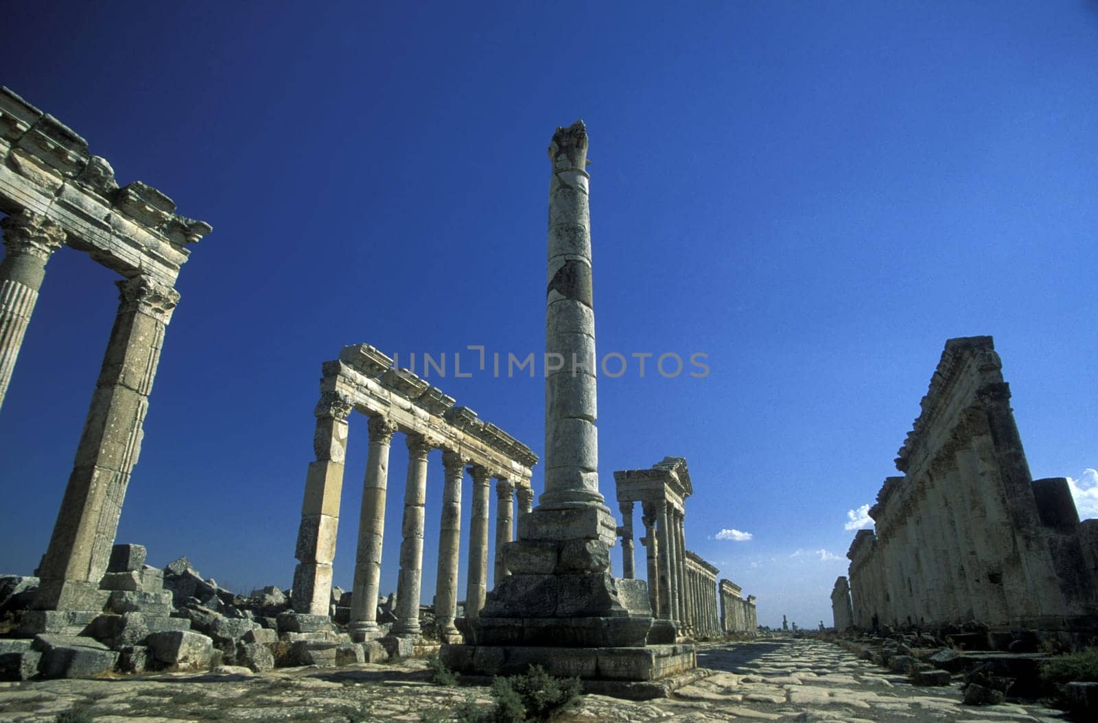 The ruins of Apameia in northwestern Syria in the Middle East in Arabia.