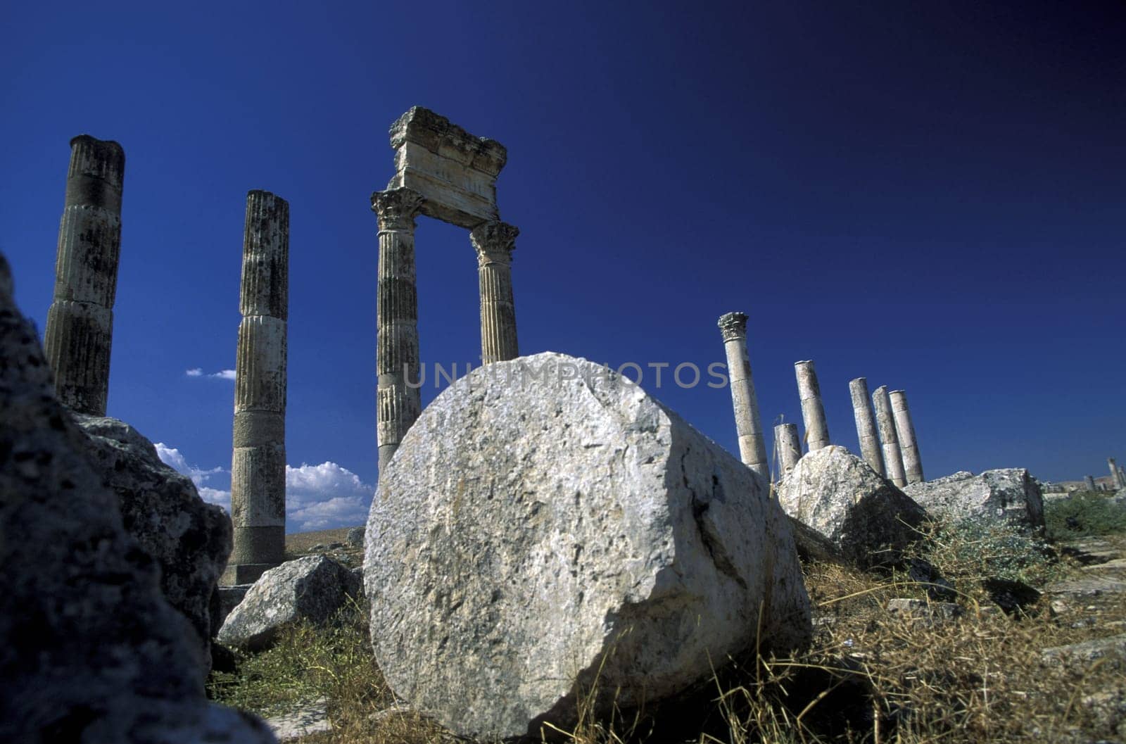 The ruins of Apamea in northwestern Syria in the Middle East