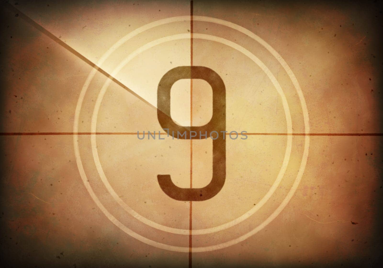 Countdown on the old movie screen. High resolution image with detailed quality.