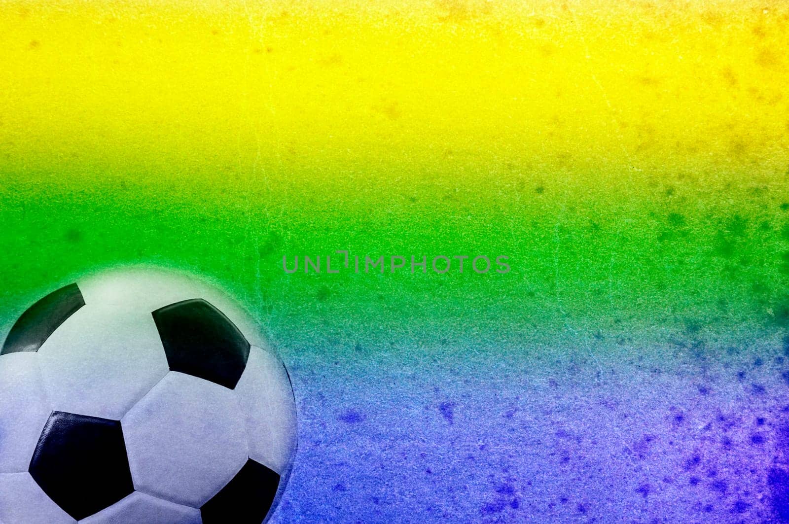 Vintage photo of Brazil flag and soccer ball