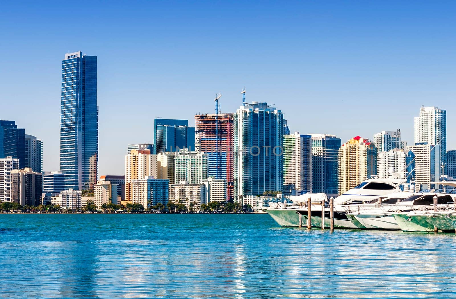 Miami south beach, view from port entry channel, Floride, USA.