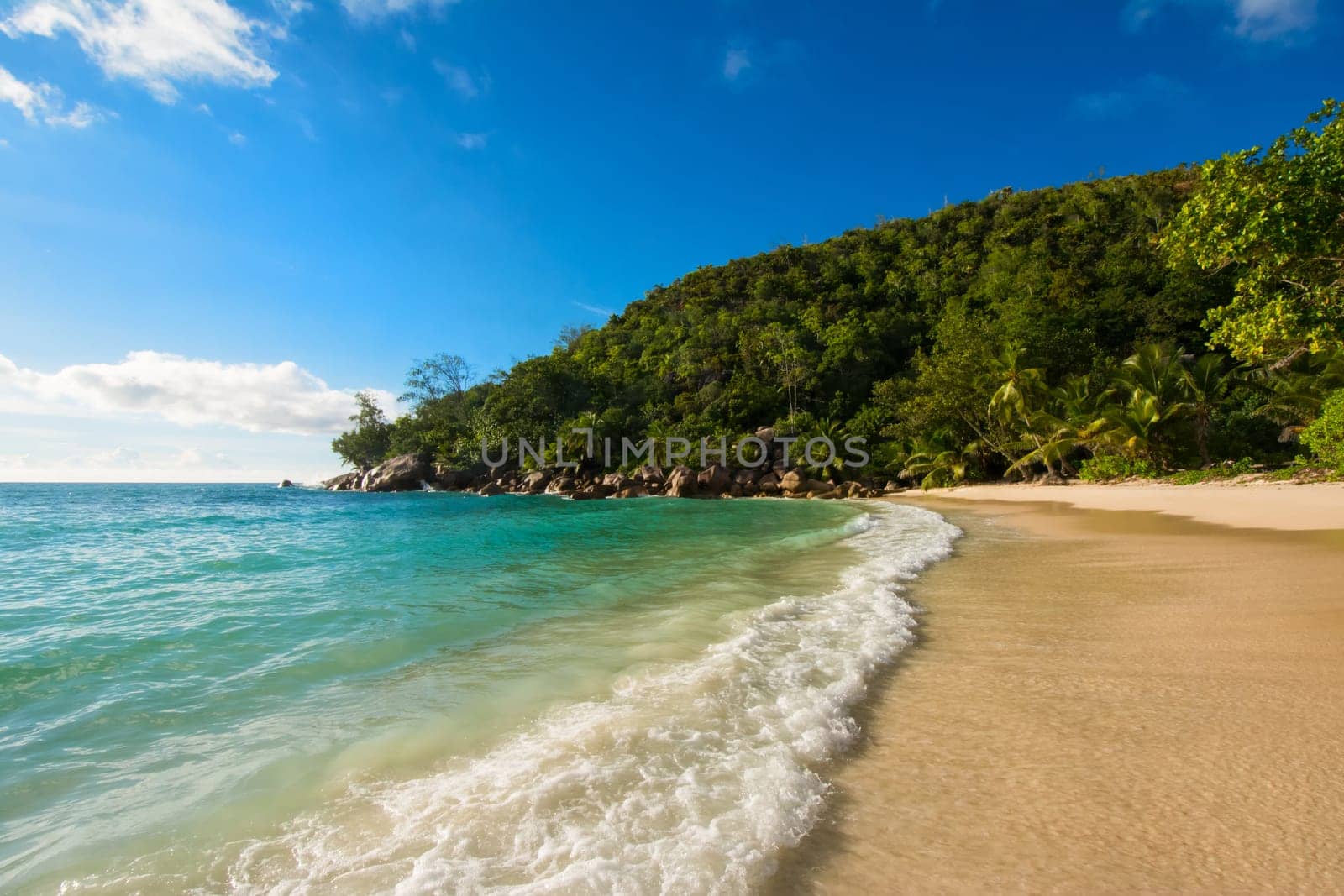 Dream beach on the island of Praslin,Seychelles,Indian Ocean.