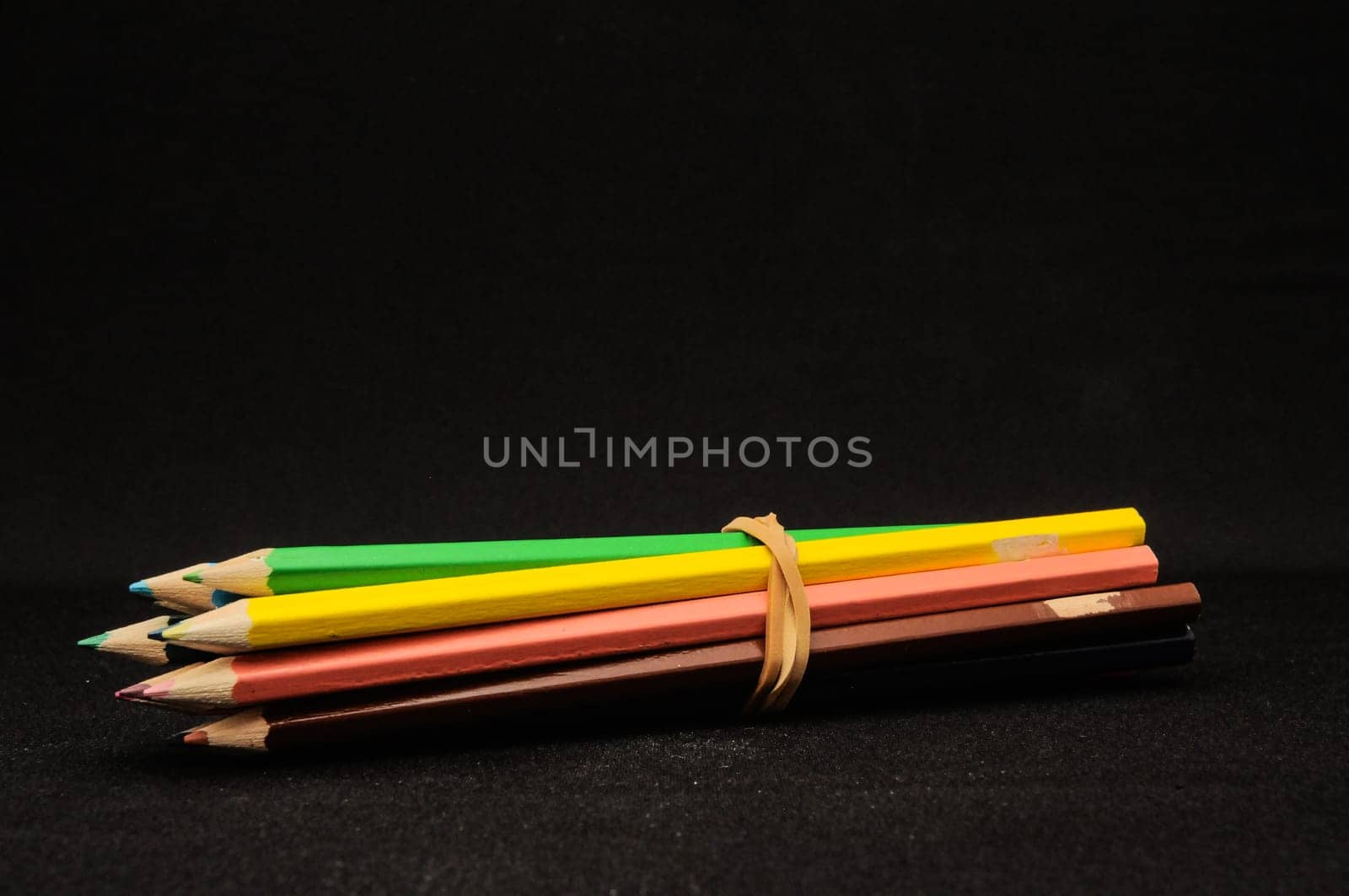 Set of Colored Pencils In A Row