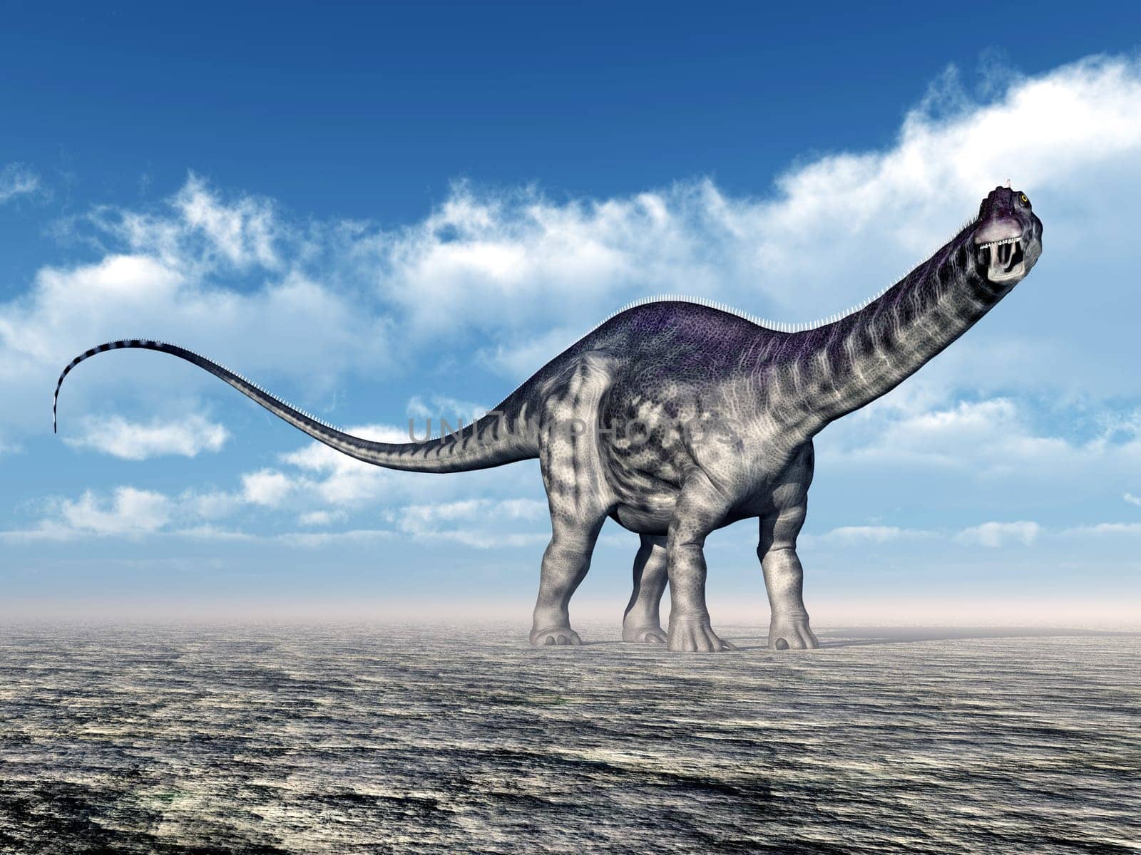 Computer-generated 3D illustration with the dinosaur Apatosaurus