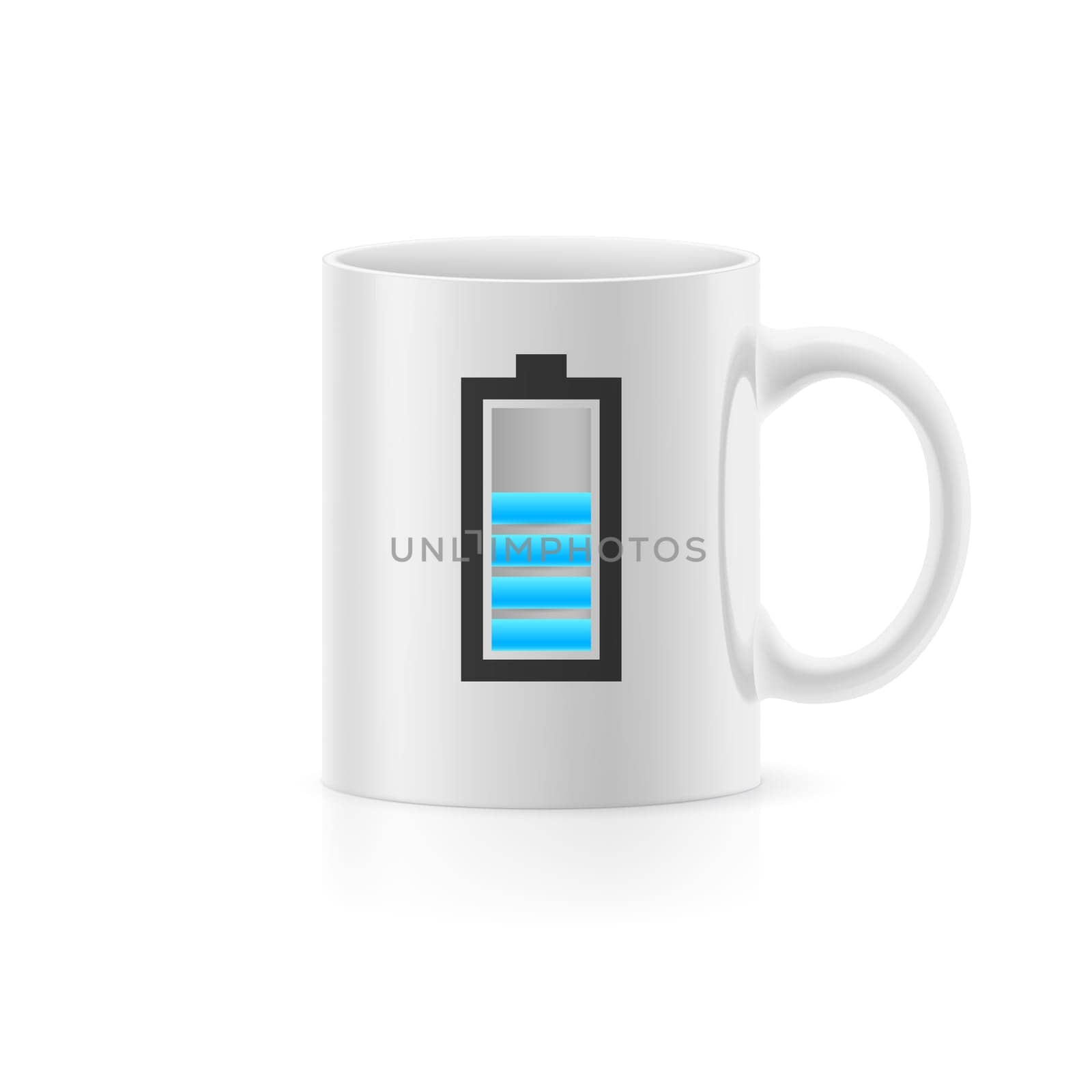Cup with drawn indicator, stay on white background