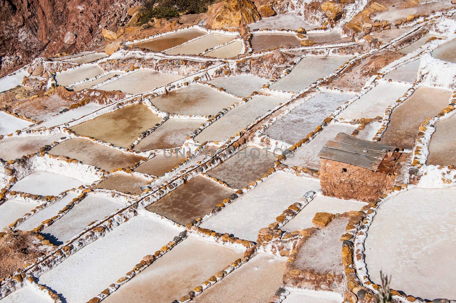 Salinas de Maras, the traditional inca salt field in Maras near Cuzco in Sacred Valley, Peru