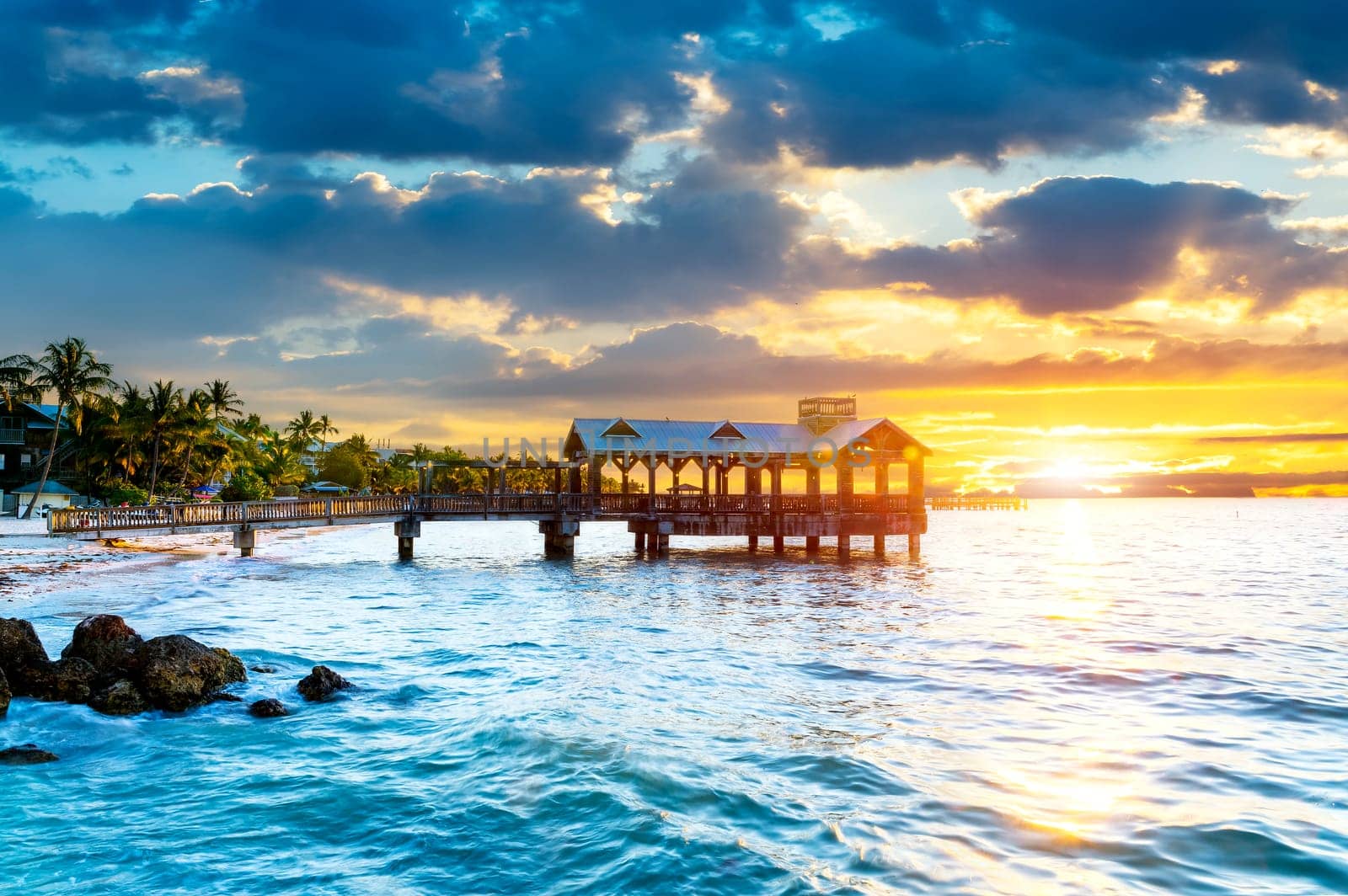 Pier at the beach in Key West, Florida USA