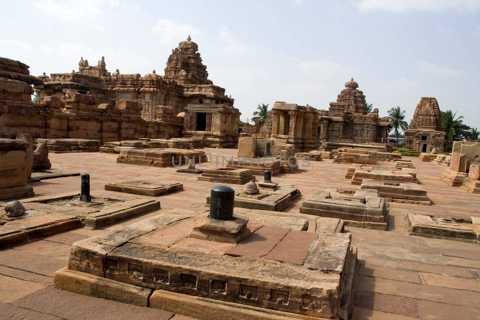 View of temples and temple beds at Pattadakal, District Bagalkot,  Karnataka, India, Asia