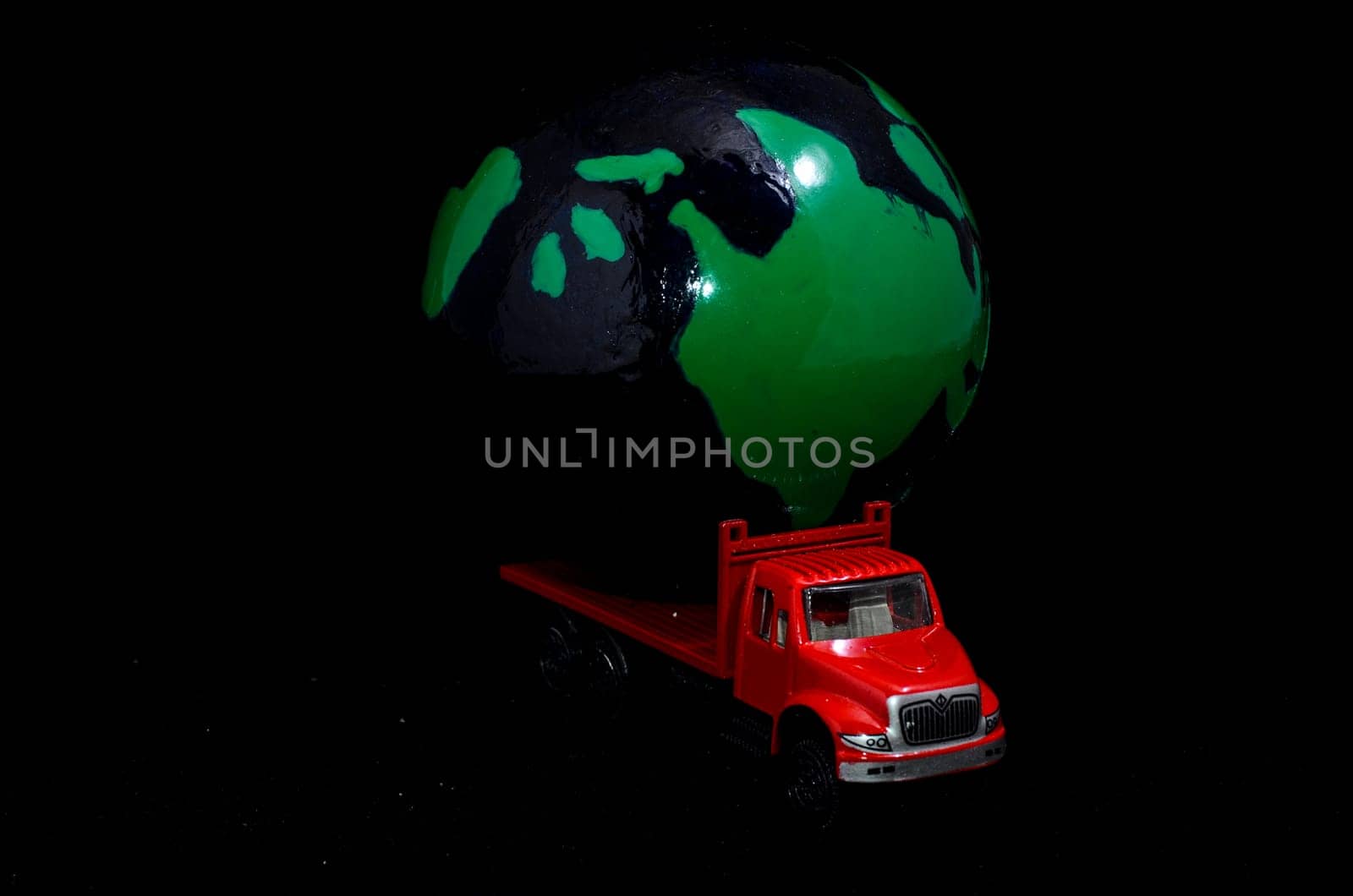 Truck With Earth Globe Delivery Transportation Concept
